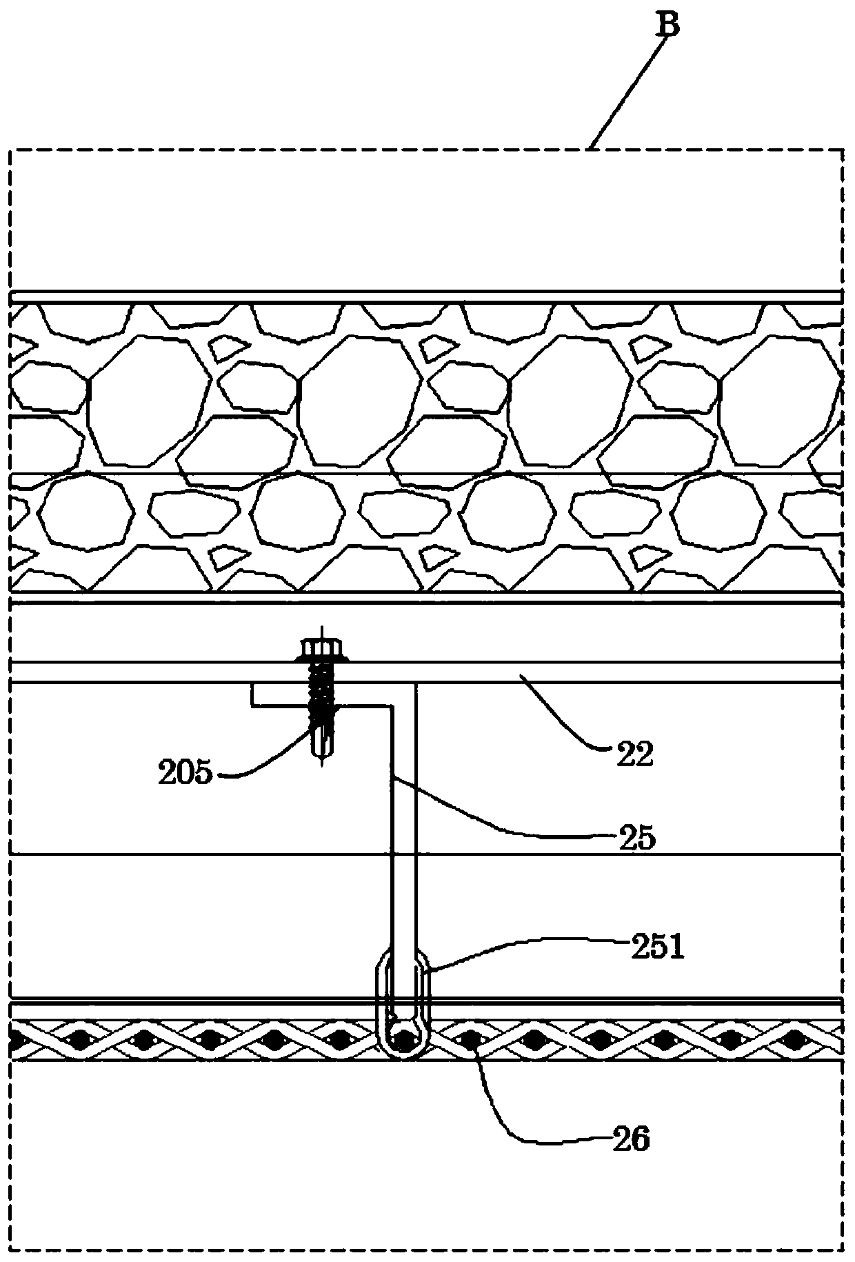 Sound absorption metal net suspended ceiling structure