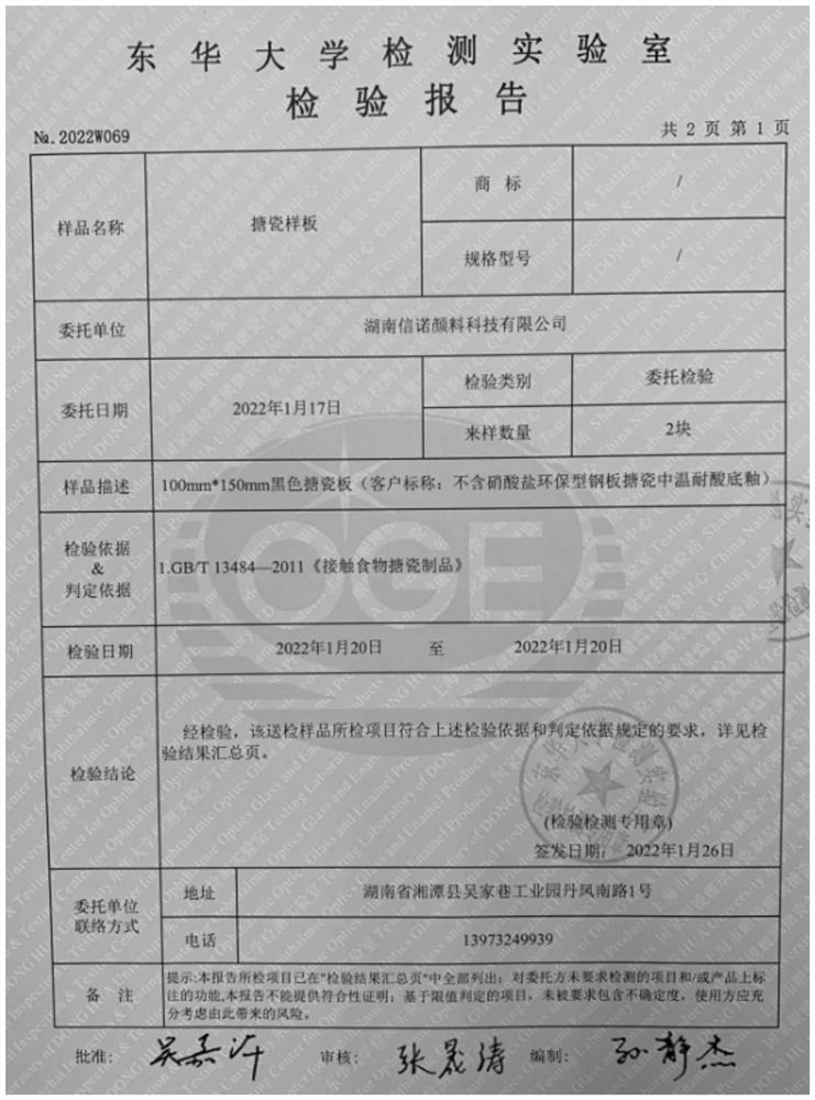 Medium-temperature acid-resistant ground coat for nitrate-free environment-friendly steel plate enamel, and preparation method and application thereof