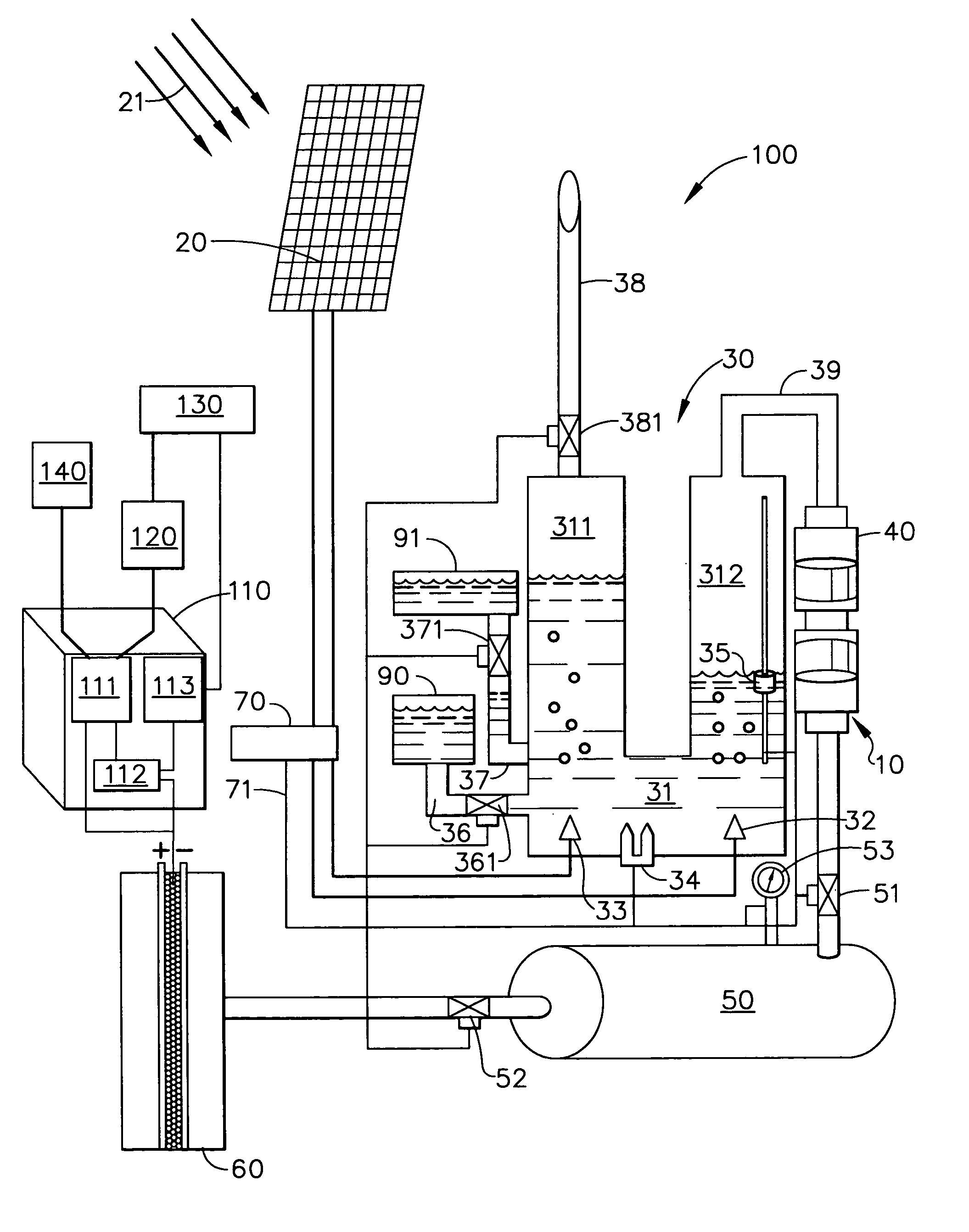 Solar electrolysis power co-generation system