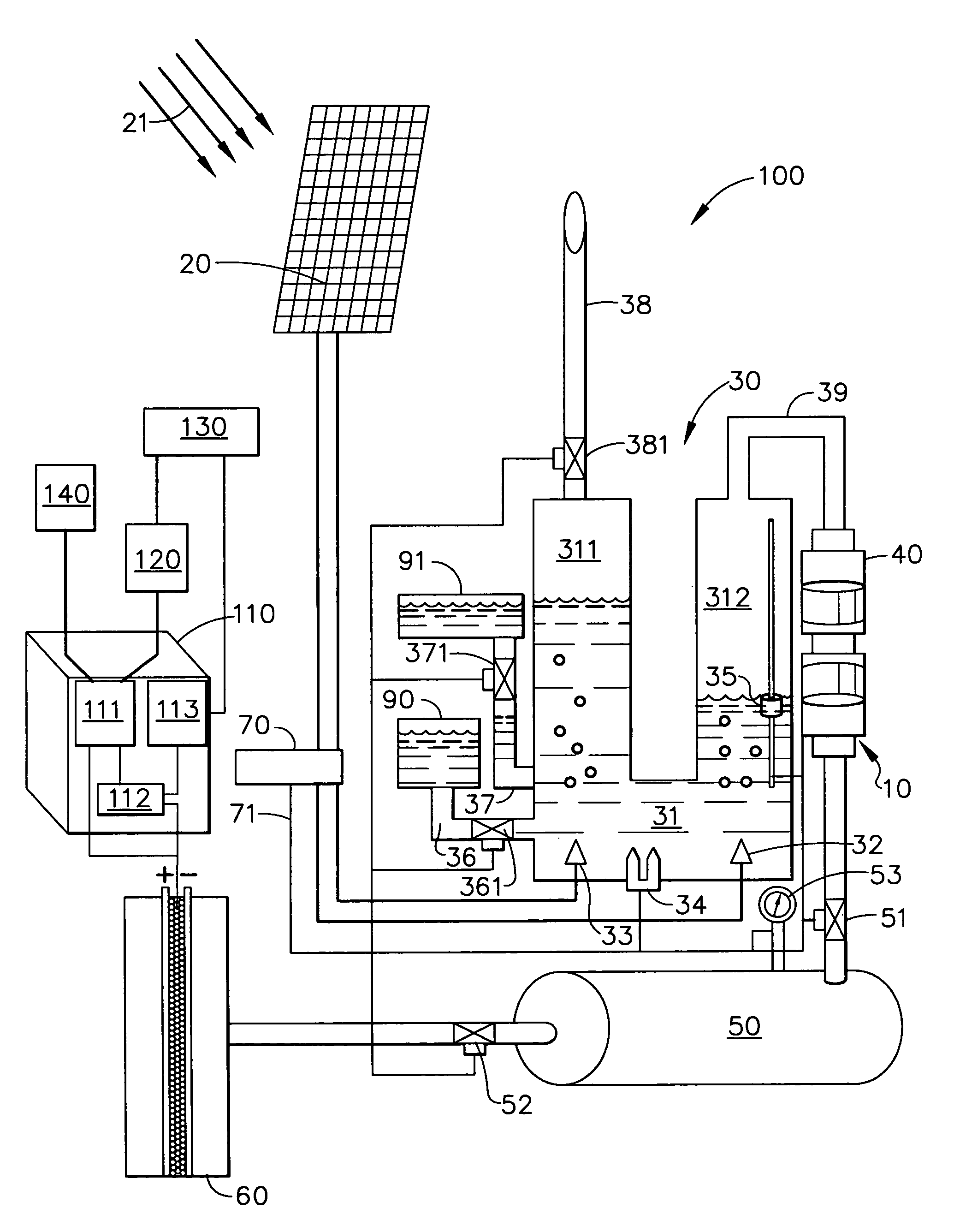 Solar electrolysis power co-generation system