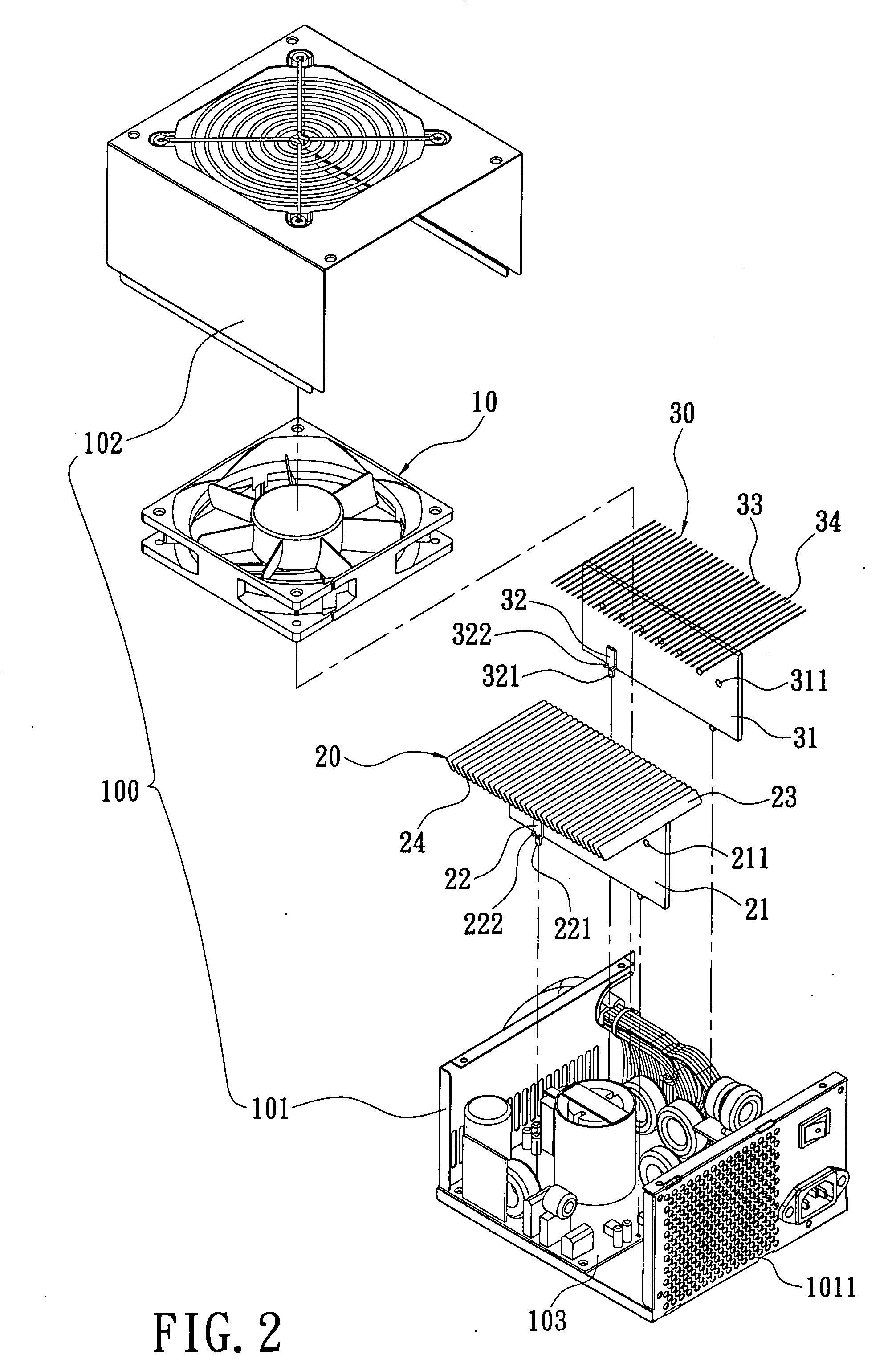 Cooling structure for power supply