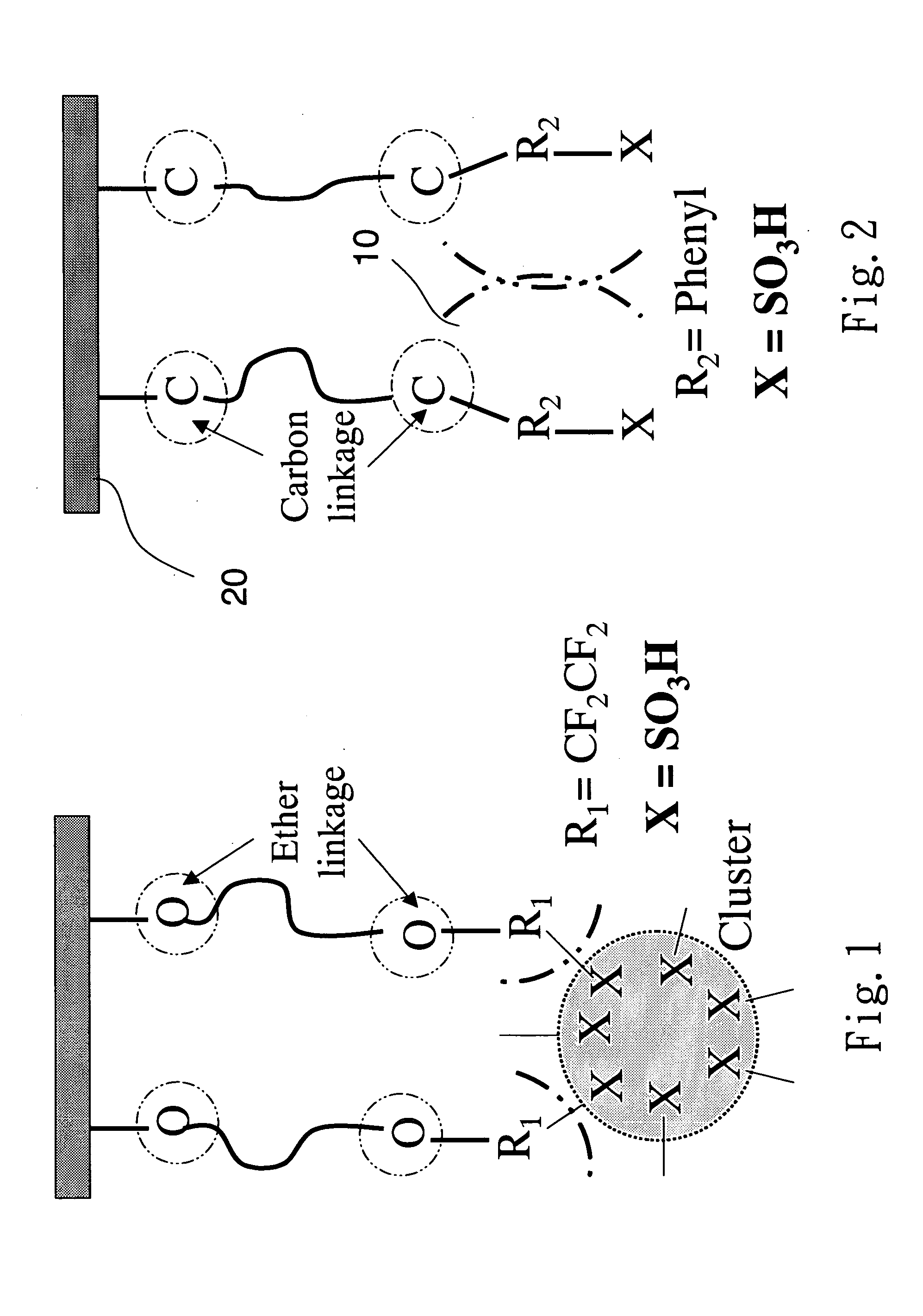 Structures of the proton exchange membranes with different molecular permeabilities