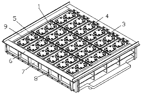 Brick making die structure with hanging rods and cores flexibly replaced