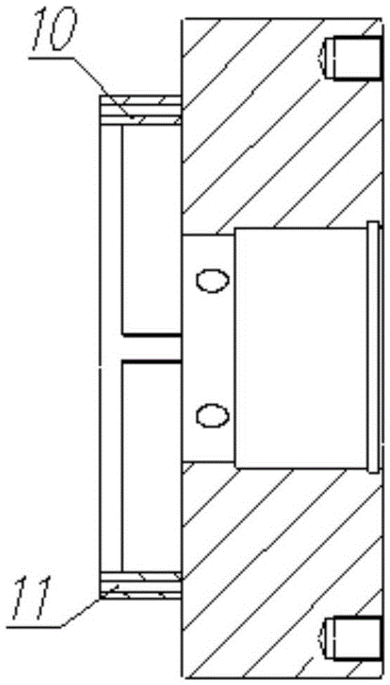 A test structure of an elastic foil dynamic pressure gas thrust bearing subjected to axial force