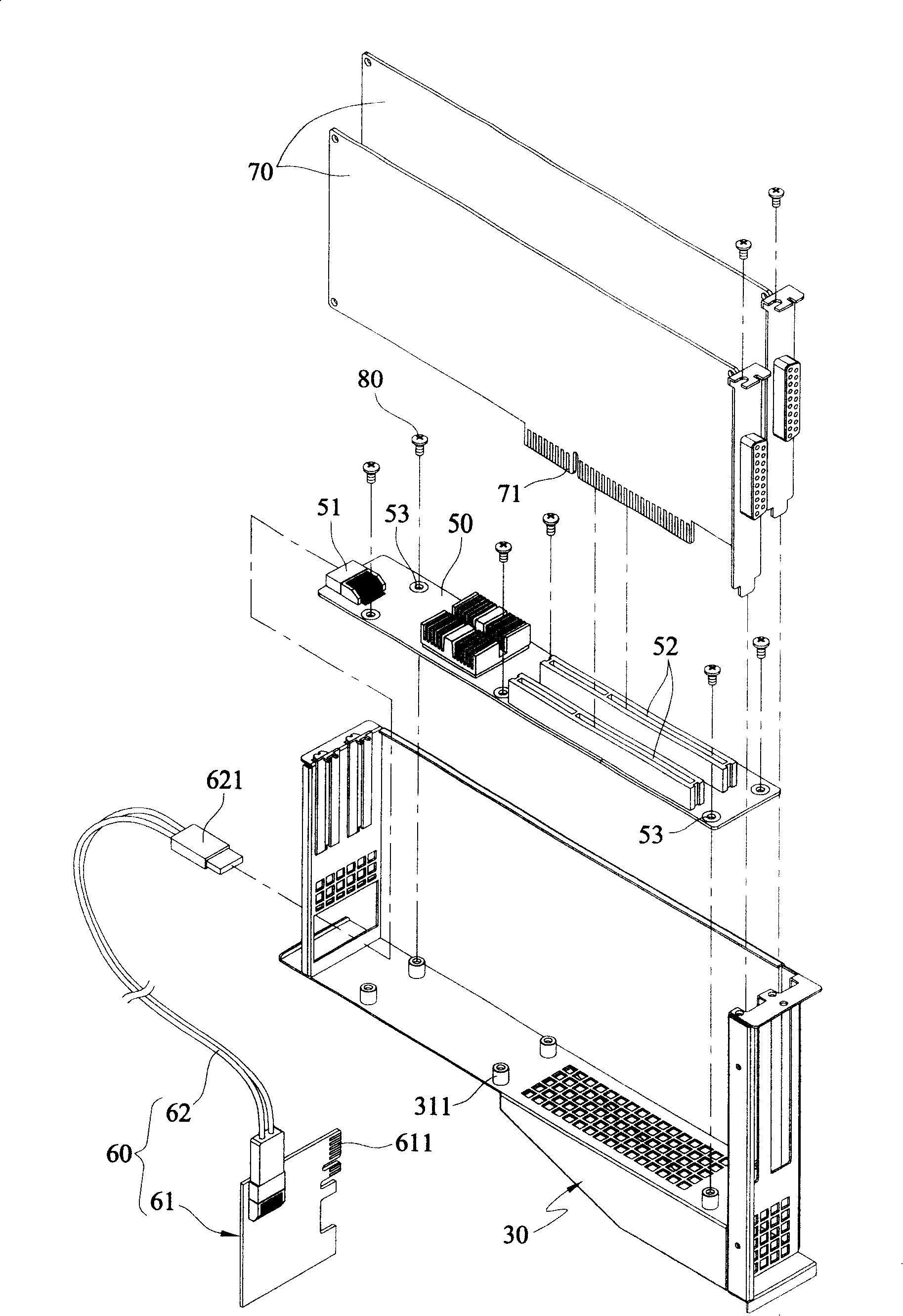 Extending device of abstraction type adapting card