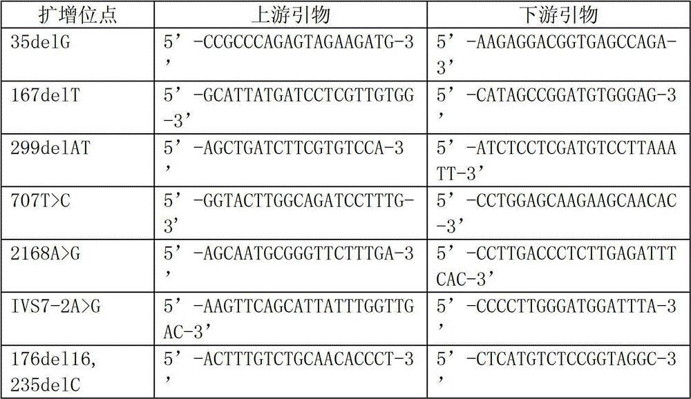 Gene chip for non-invasive prenatal diagnosis of high-risk hereditary hearing loss and preparation method