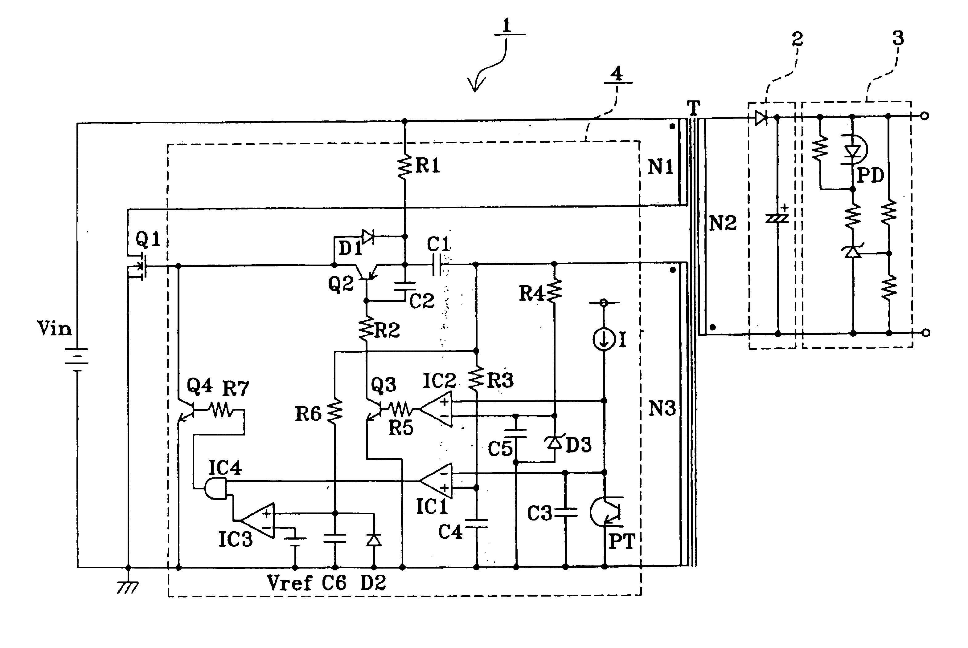 Fly-back converter with constant pulse width and variable duty cycle using a capacitor in control circuit