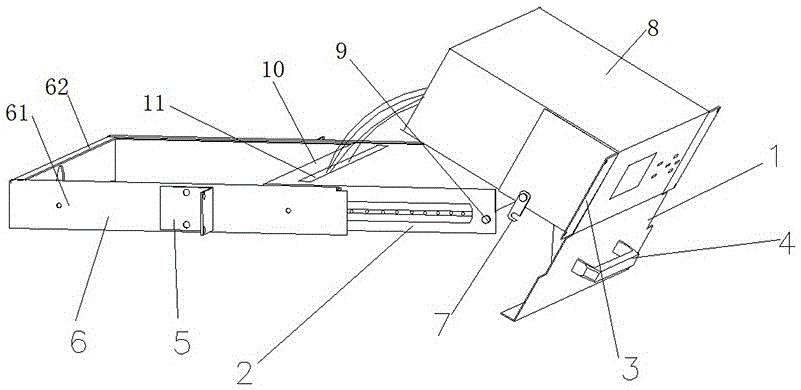 Tray bearing assembly for machine cabinet, and screen cabinet and prefabricated cabin equipped with same