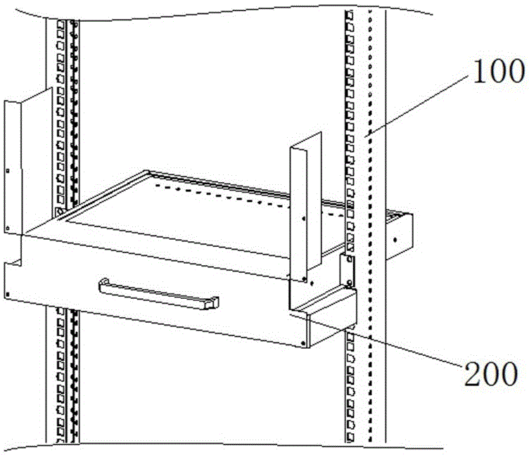 Tray bearing assembly for machine cabinet, and screen cabinet and prefabricated cabin equipped with same