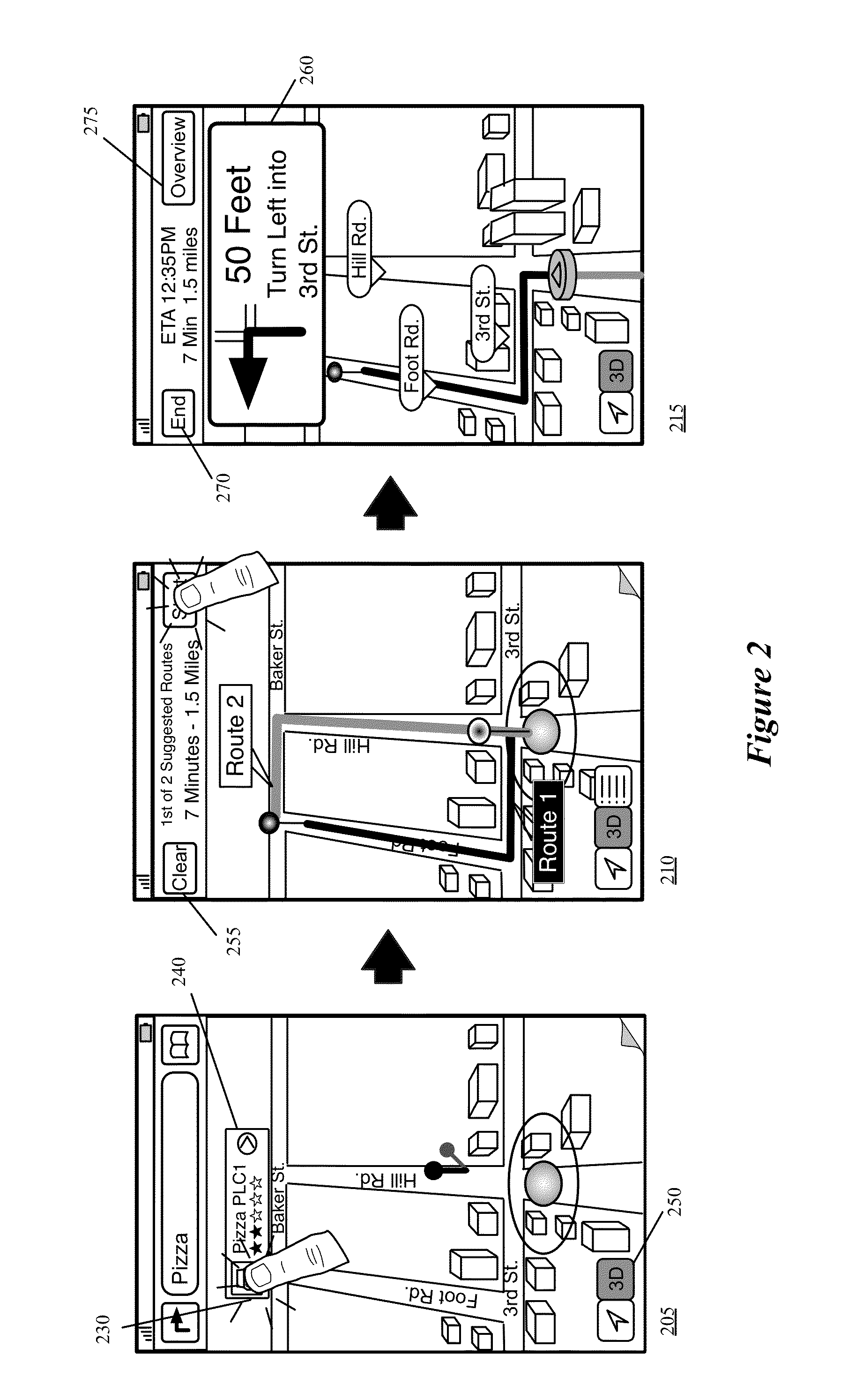 Navigation application with adaptive display of graphical directional indicators