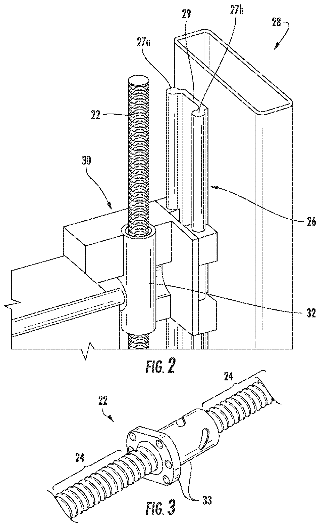 Vertical door system with ball screw drive