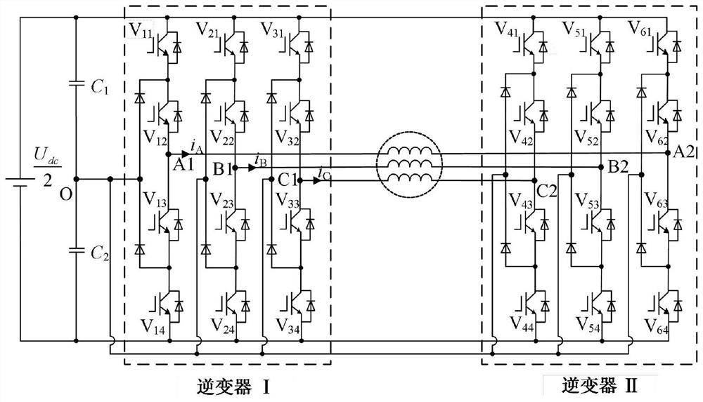 Fault-tolerant control method of dual three-level inverter topology based on vector clamping modulation strategy