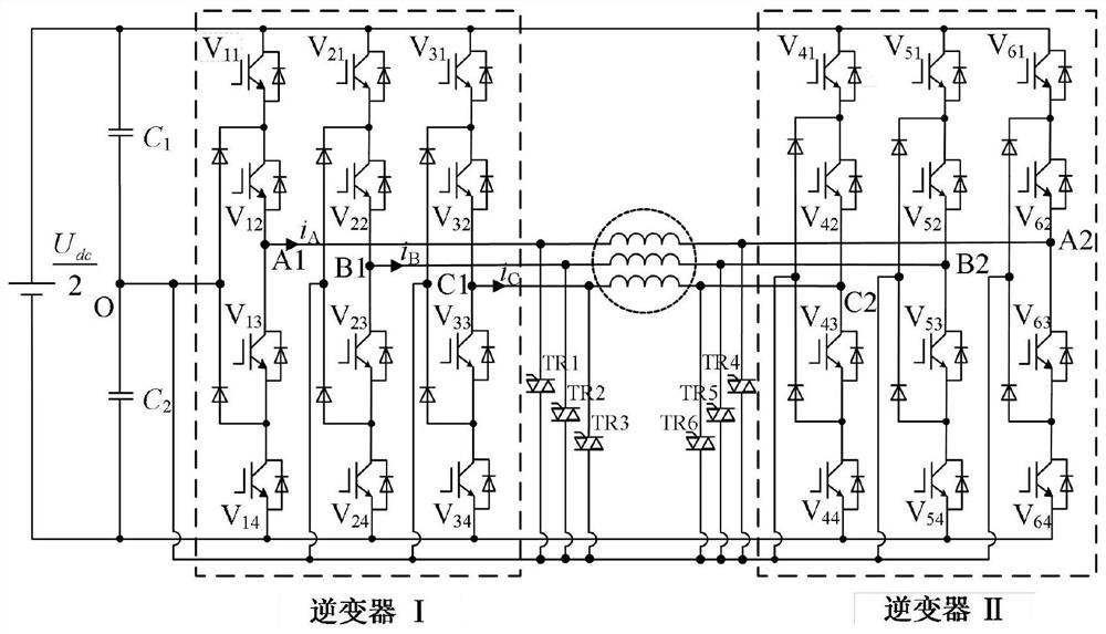 Fault-tolerant control method of dual three-level inverter topology based on vector clamping modulation strategy