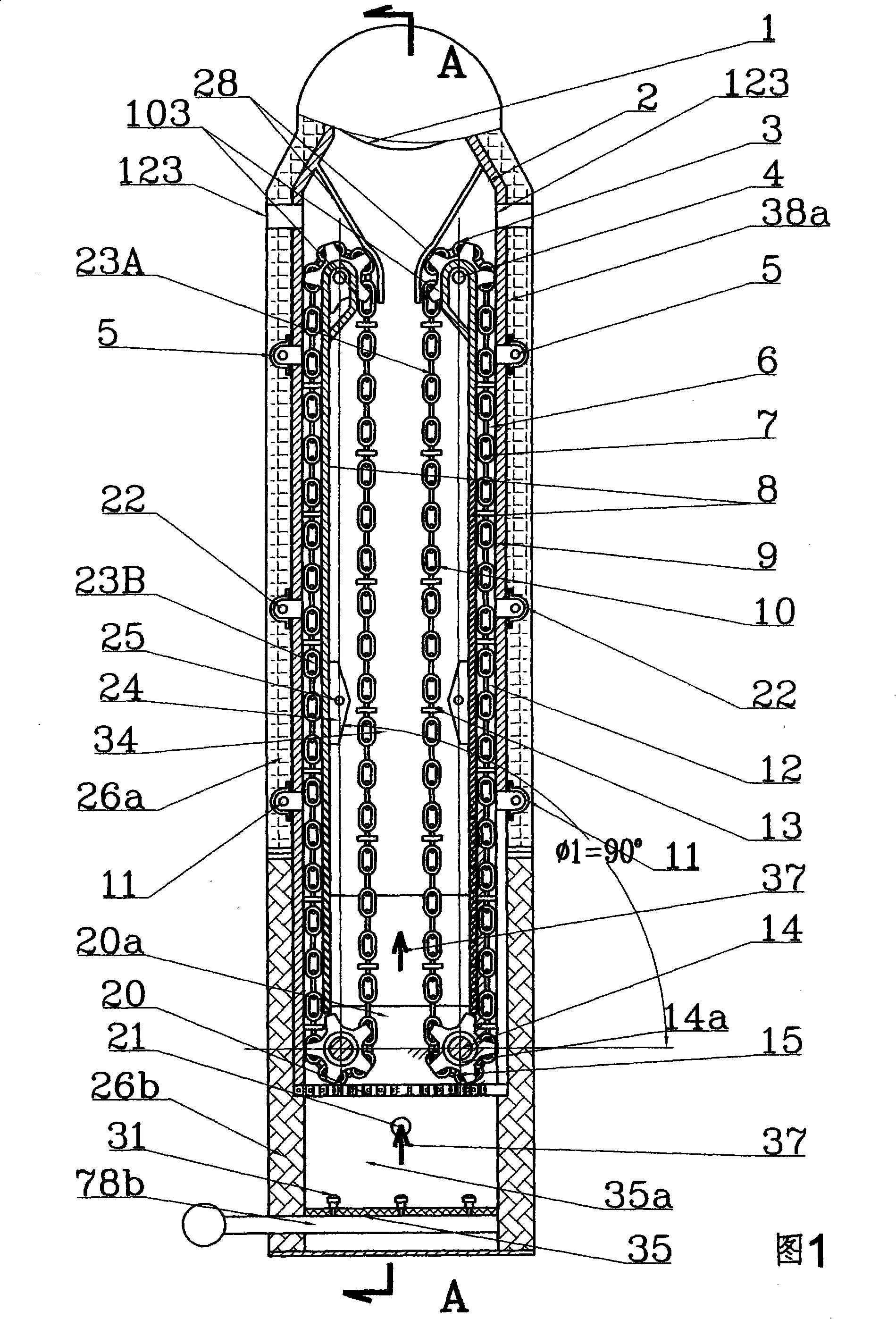 Chain track enterclose type anoxia ebb fried drying, burning and burningcandle decomposition apparatus