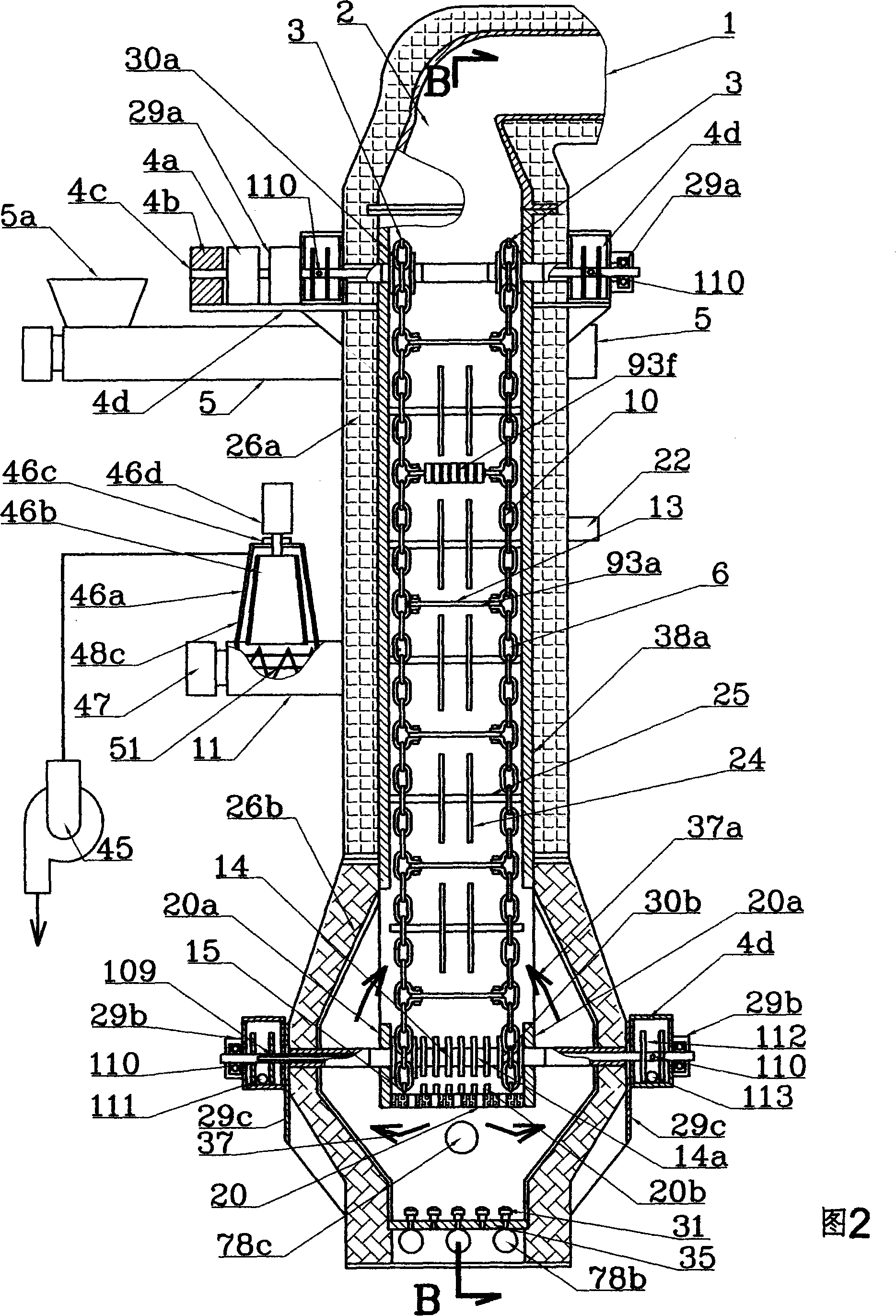 Chain track enterclose type anoxia ebb fried drying, burning and burningcandle decomposition apparatus