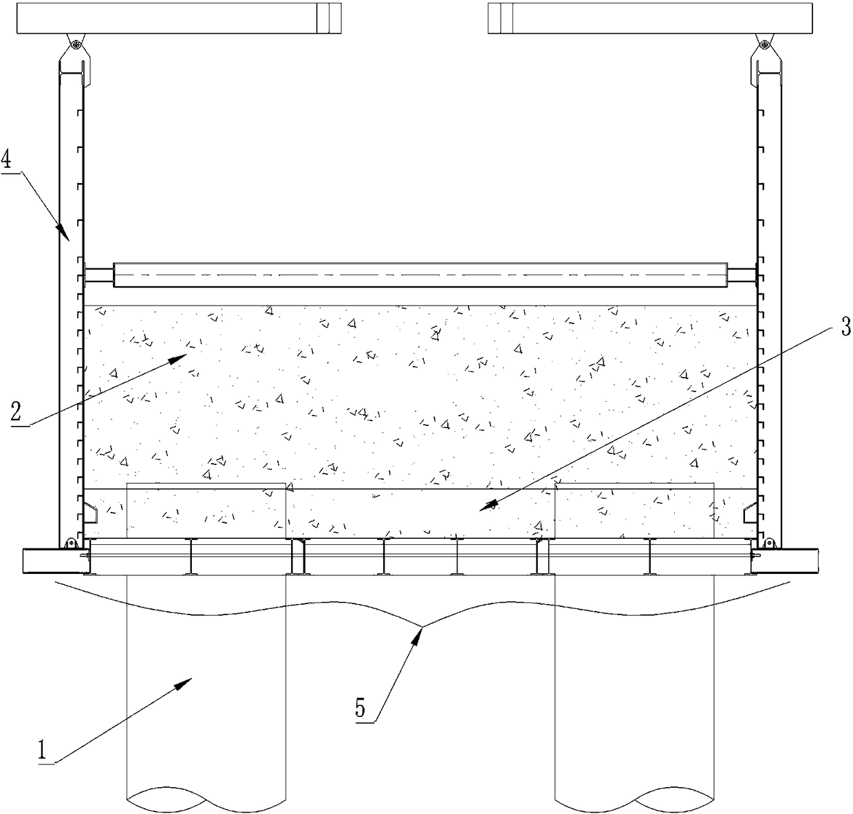 Completely recoverable tongue-and-groove block assembling section steel bottom plate of steel suspension box under complicated oceanic condition