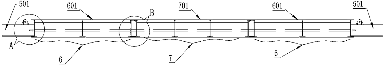 Completely recoverable tongue-and-groove block assembling section steel bottom plate of steel suspension box under complicated oceanic condition