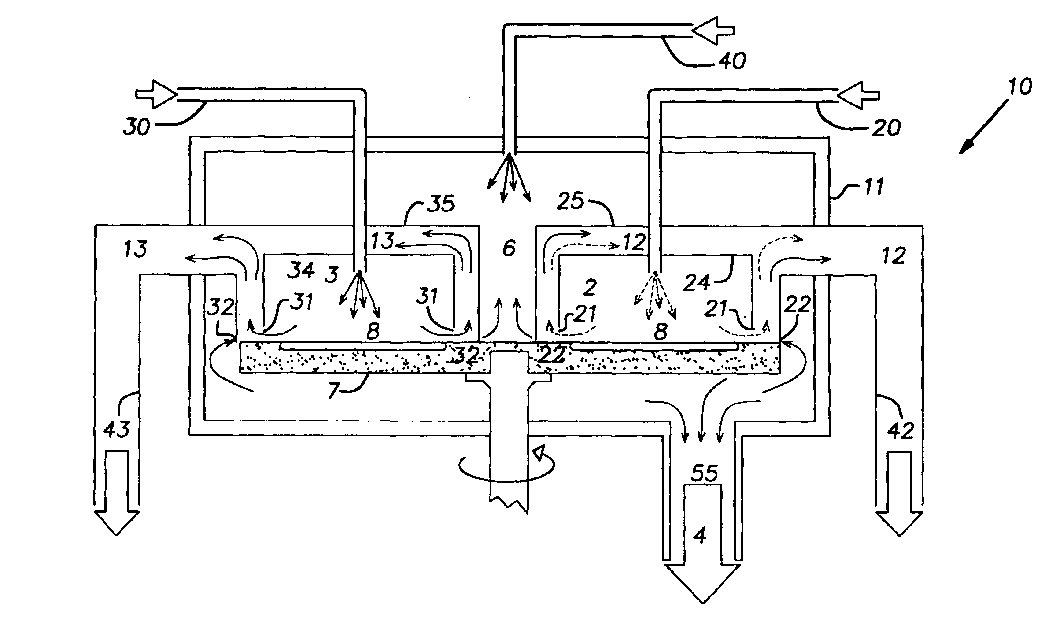 Method and apparatus for ALD on a rotary susceptor