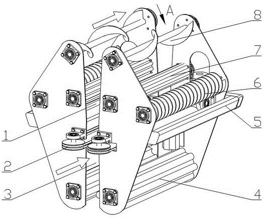 Orientating, spike-picking and peel-stripping device for corn bionic harvesting