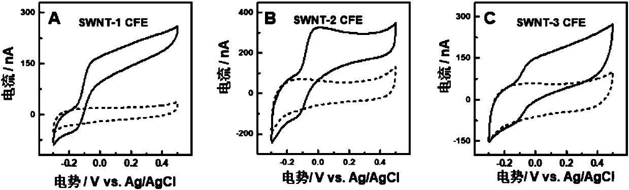 Electrophoretically-deposited carbon nano tube modified carbon fiber electrode and application thereof in in-vivo detection of ascorbic acid