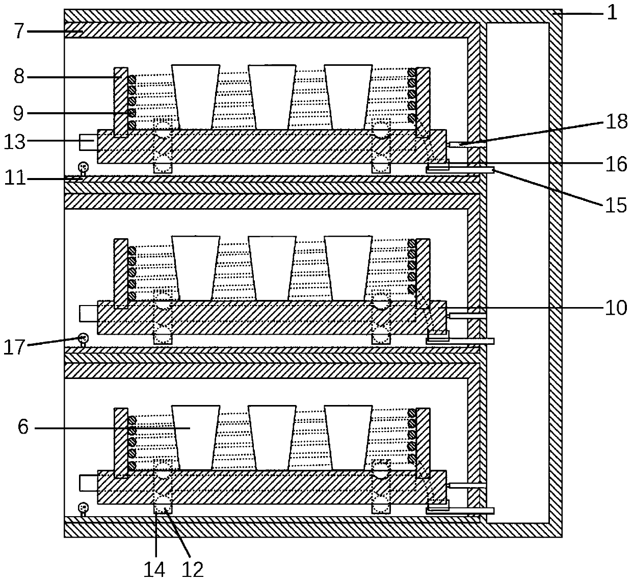 Drawer type low-melting-point metal high-flux melting device