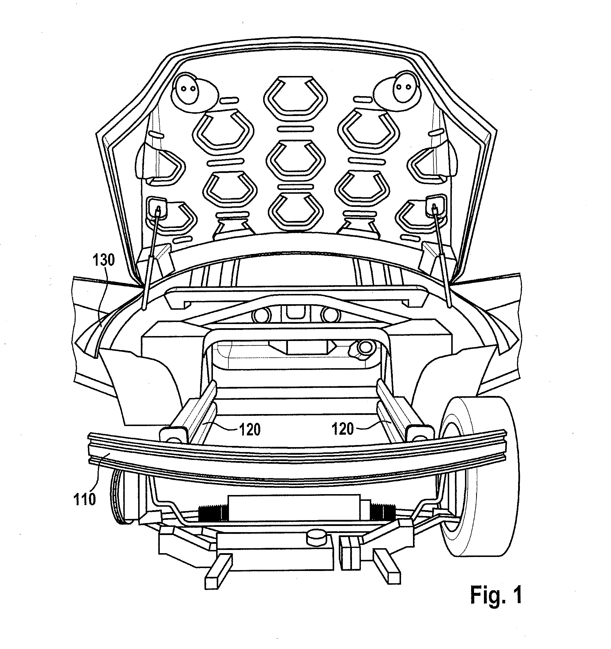 Device for changing the rigidity of a vehicle, method for activating a device for changing the rigidity of a vehicle and control unit