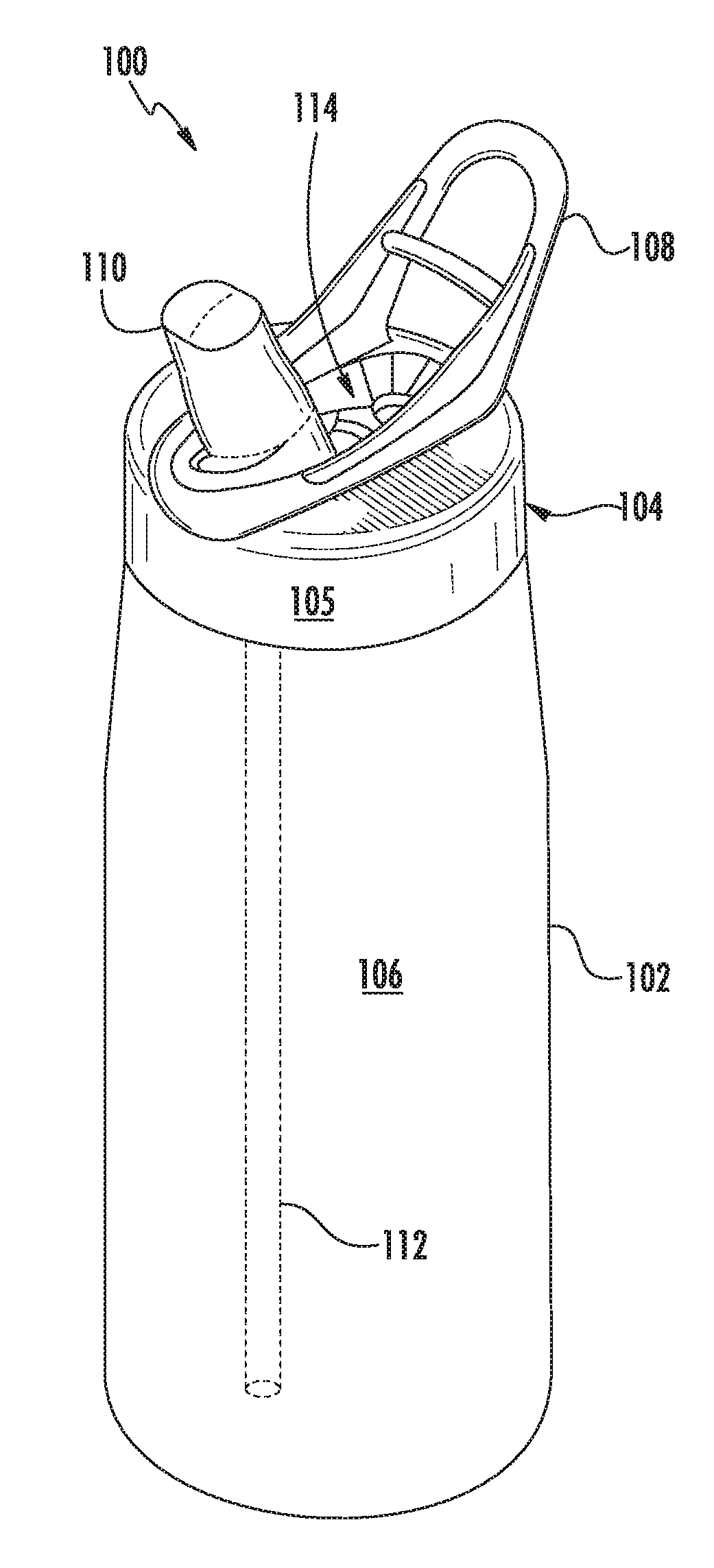 Refillable design for a closed water bottle