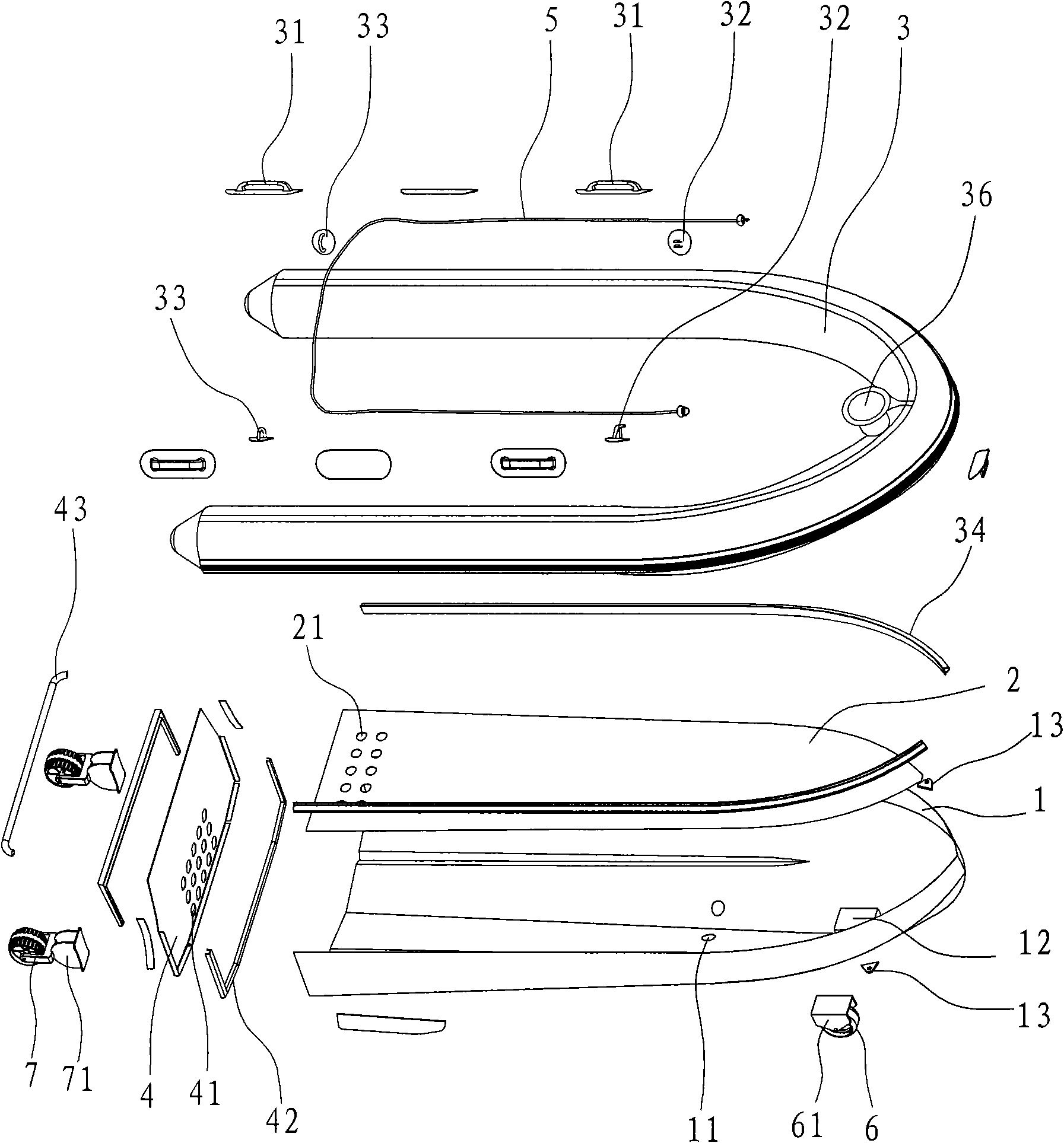 Small boat for fishing floating corpses