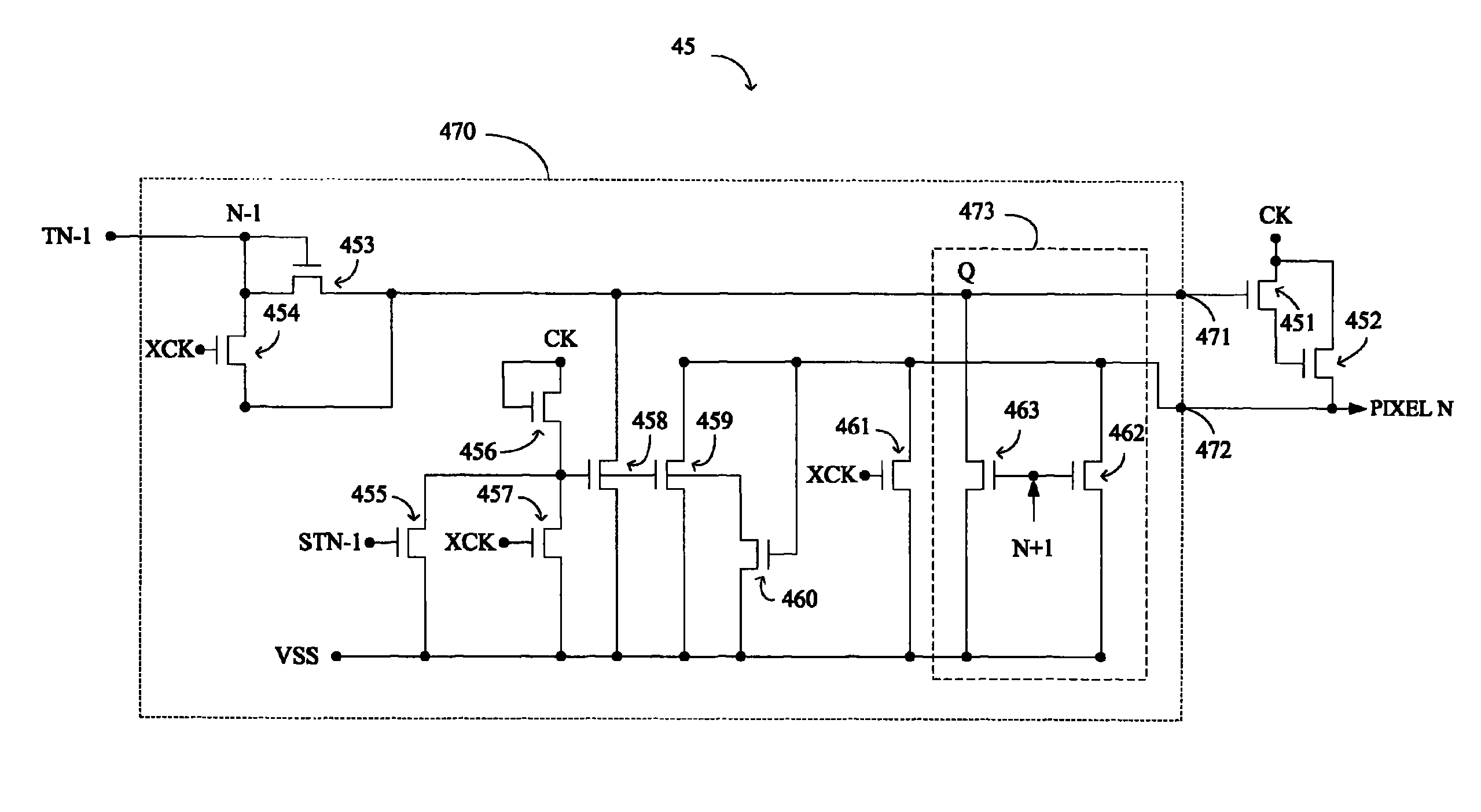 Shift register, shift register array, and flat display apparatus