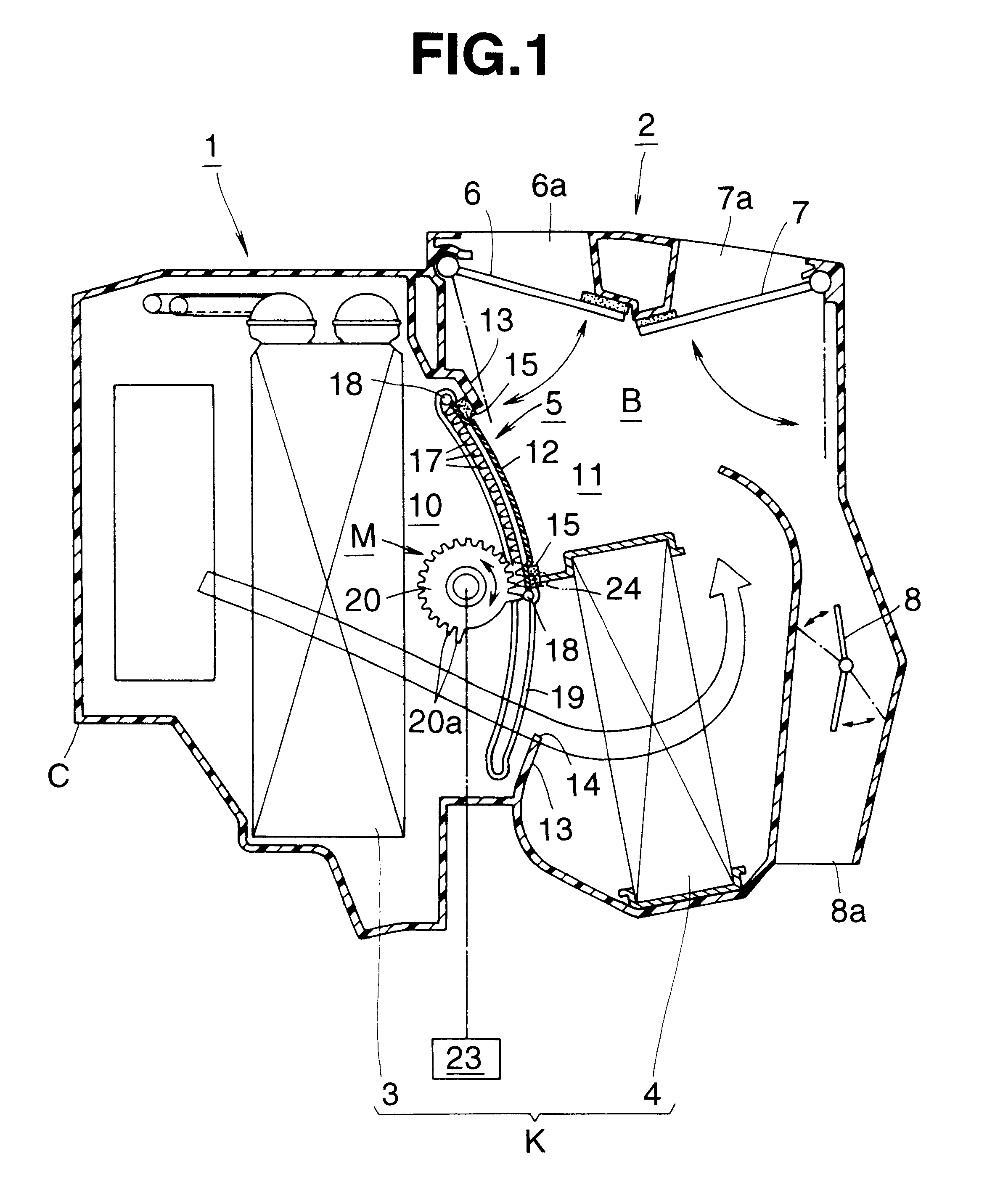 Door mechanism of automobile air conditioner