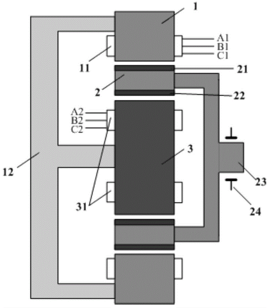 High power density permanent magnet brushless double-feed electric motor in novel structure