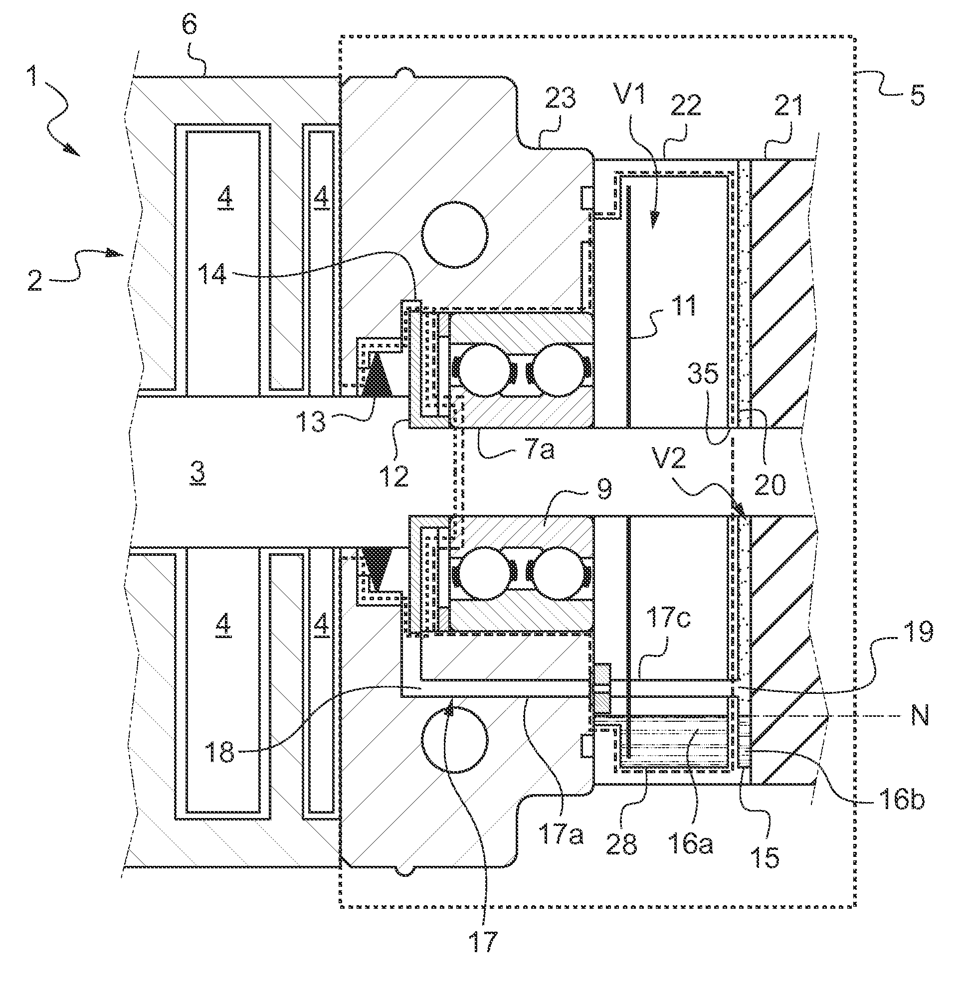 Dry vacuum pump having multiple lubricant reservoirs