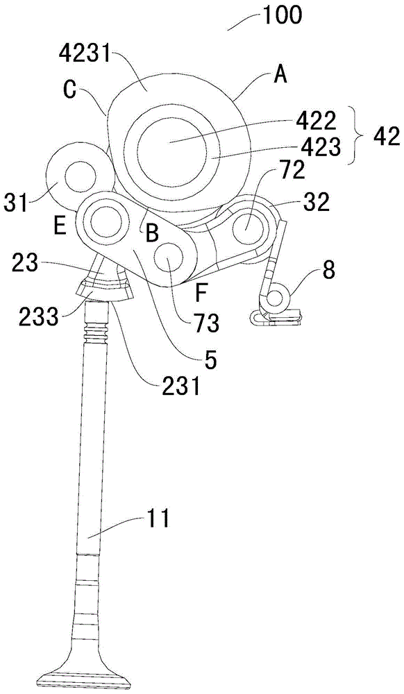 Valve train for engine and vehicle having same