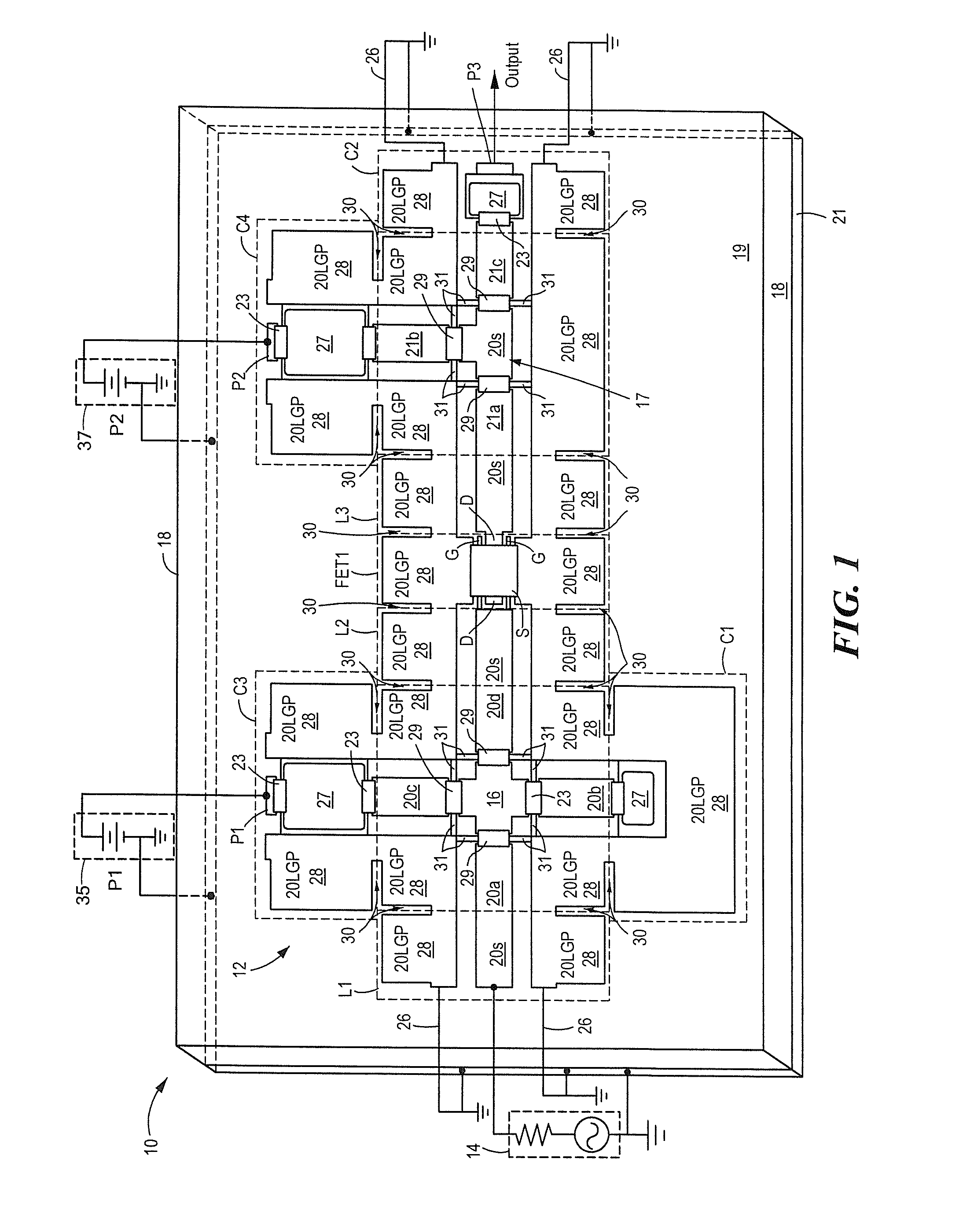 Monolithic microwave integrated circuits (MMICs) having conductor-backed coplanar waveguides and method of designing such MMICs