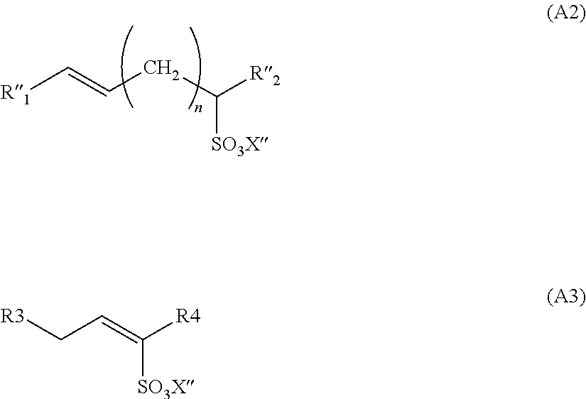 Foaming composition containing internal olefin sulfonates and one polymeric suspension agent