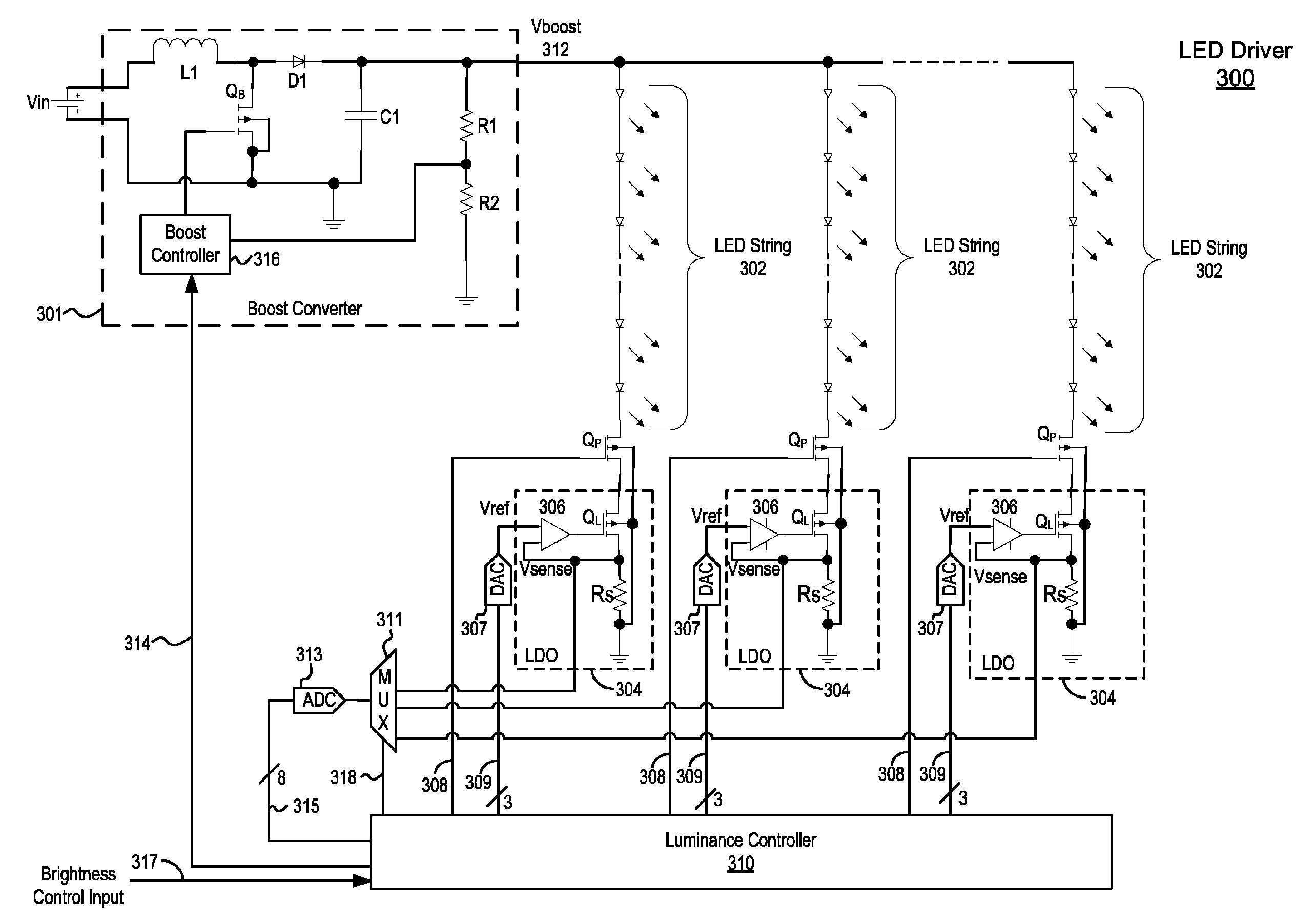 Adaptive switch mode LED driver