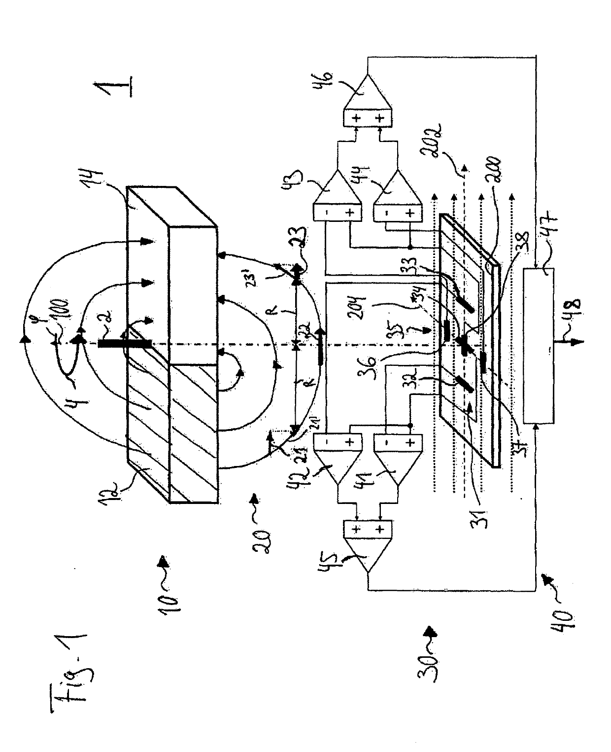 Arrangement for detecting the angular position of a rotatable component