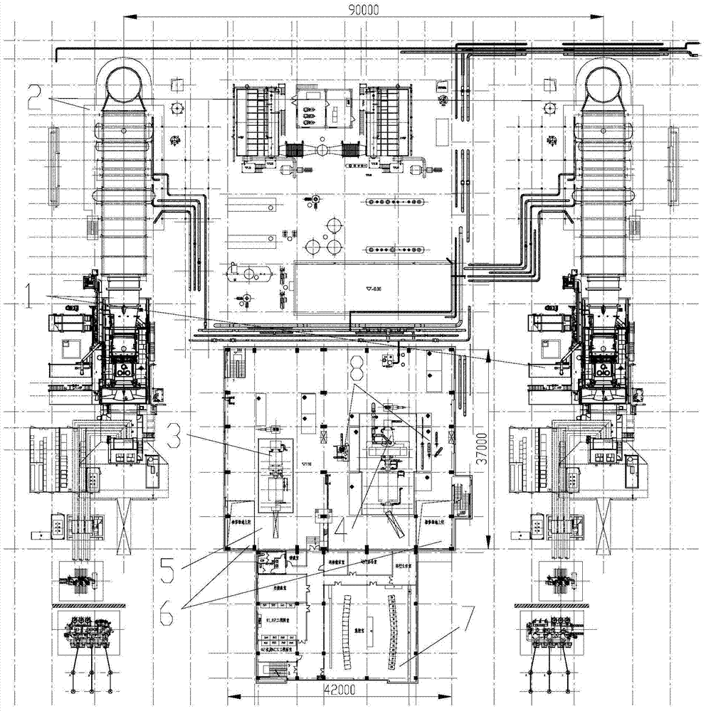 A power island layout structure of a combined cycle power plant with one dragging one multi-shaft gas turbine extraction condensing back pressure unit