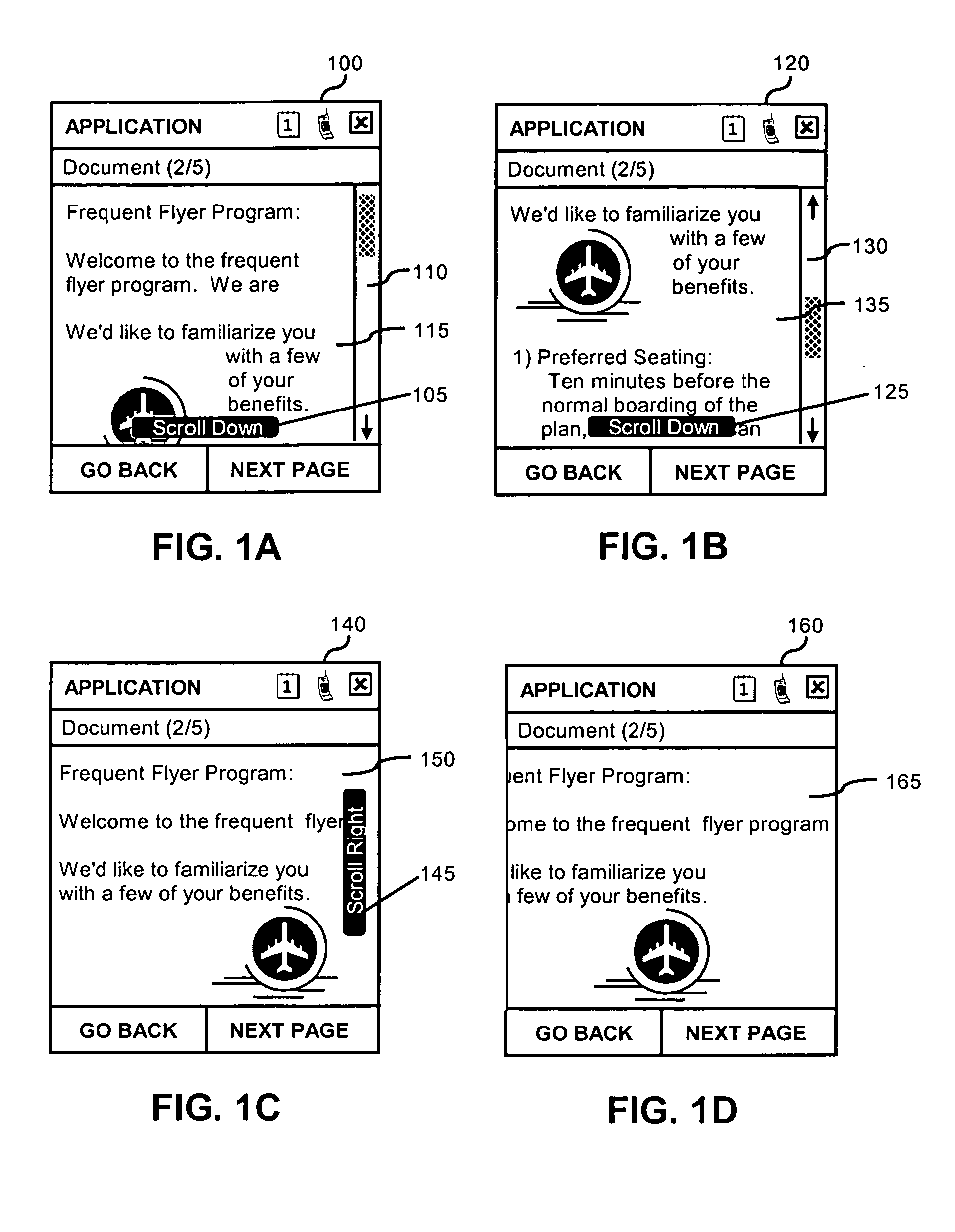 Cueing mechanism that indicates a display is able to be scrolled