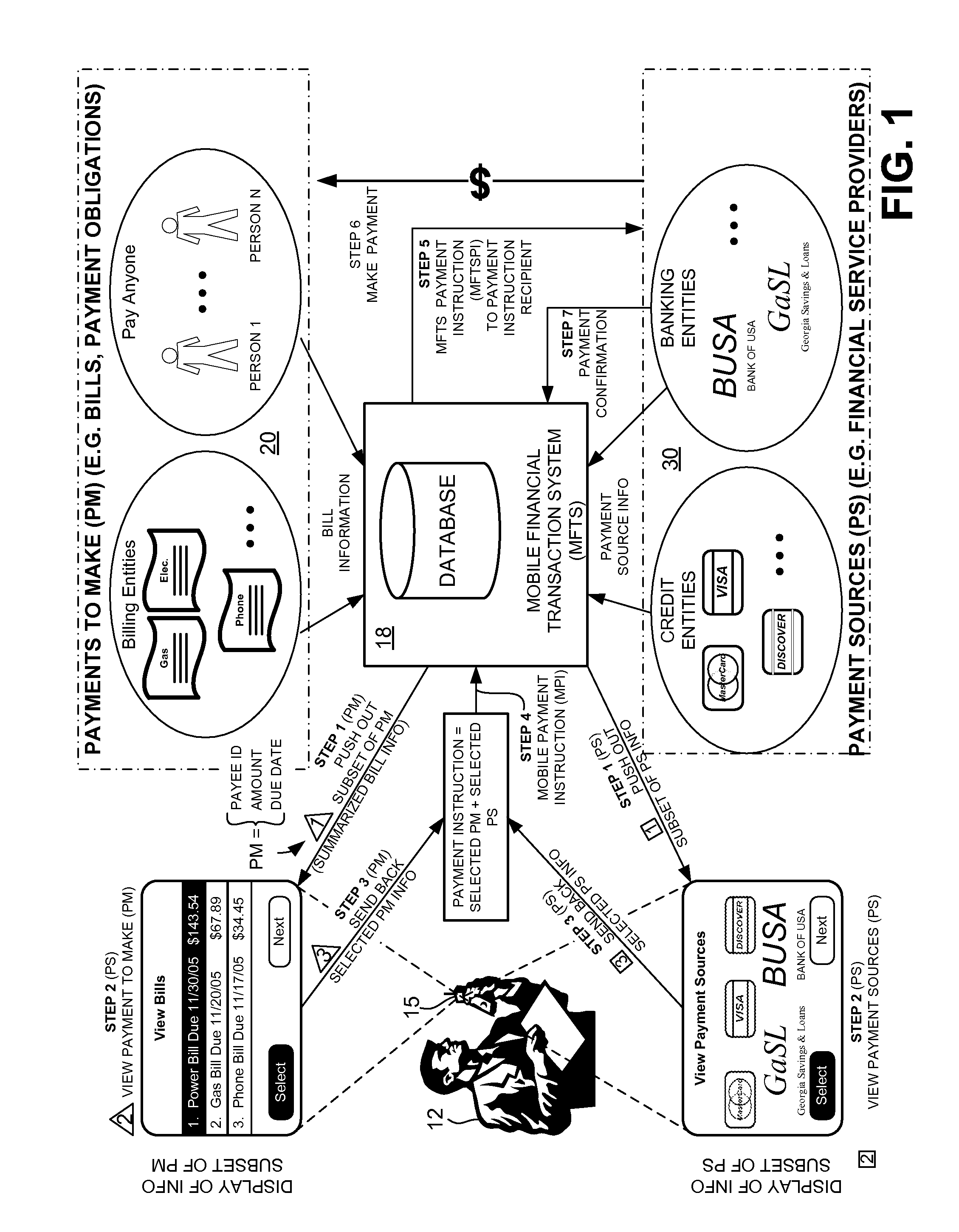 Methods and systems for payment method selection by a payee in a mobile environment