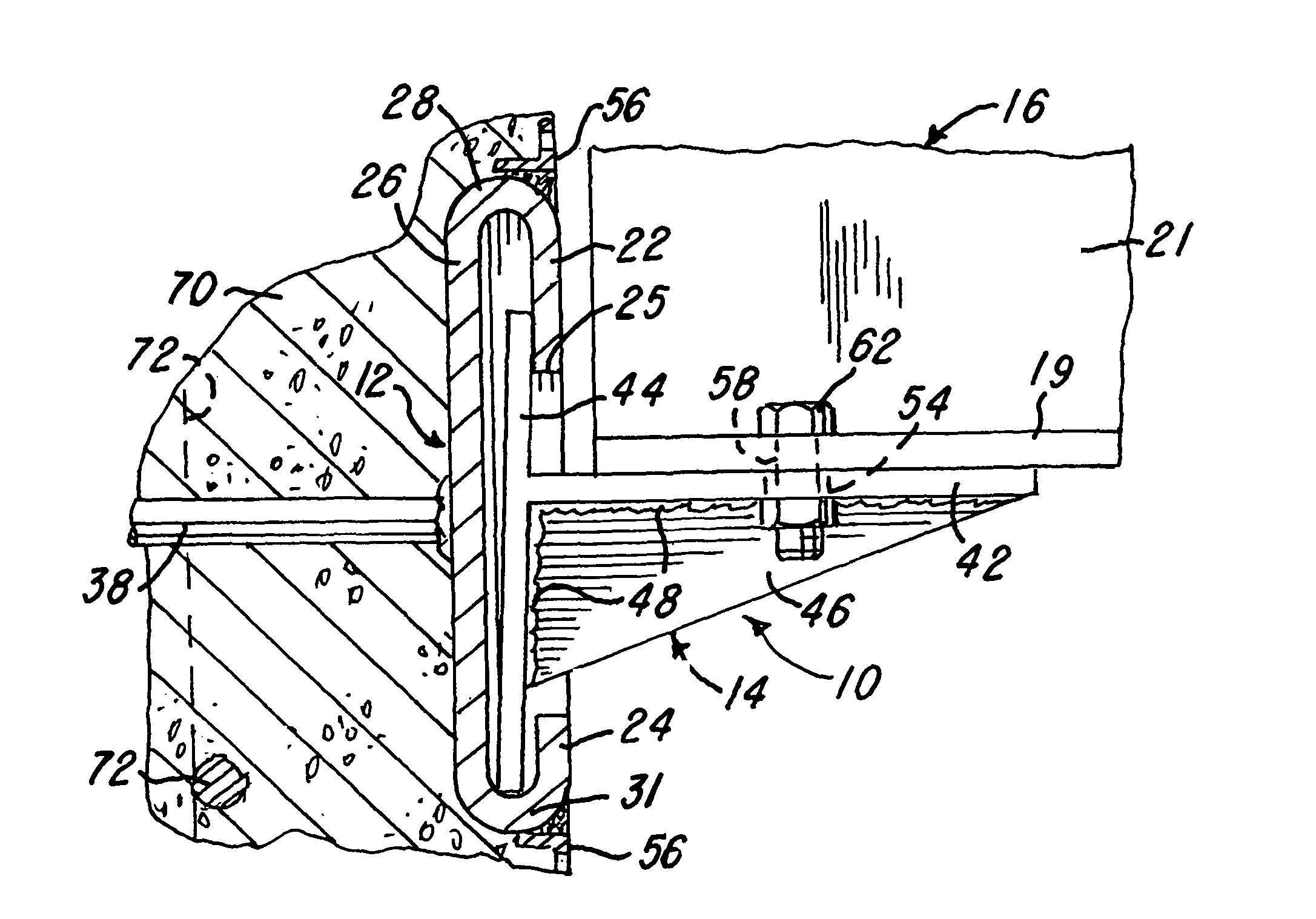 Connector system for securing an end portion of a steel structural member to a vertical cast concrete member