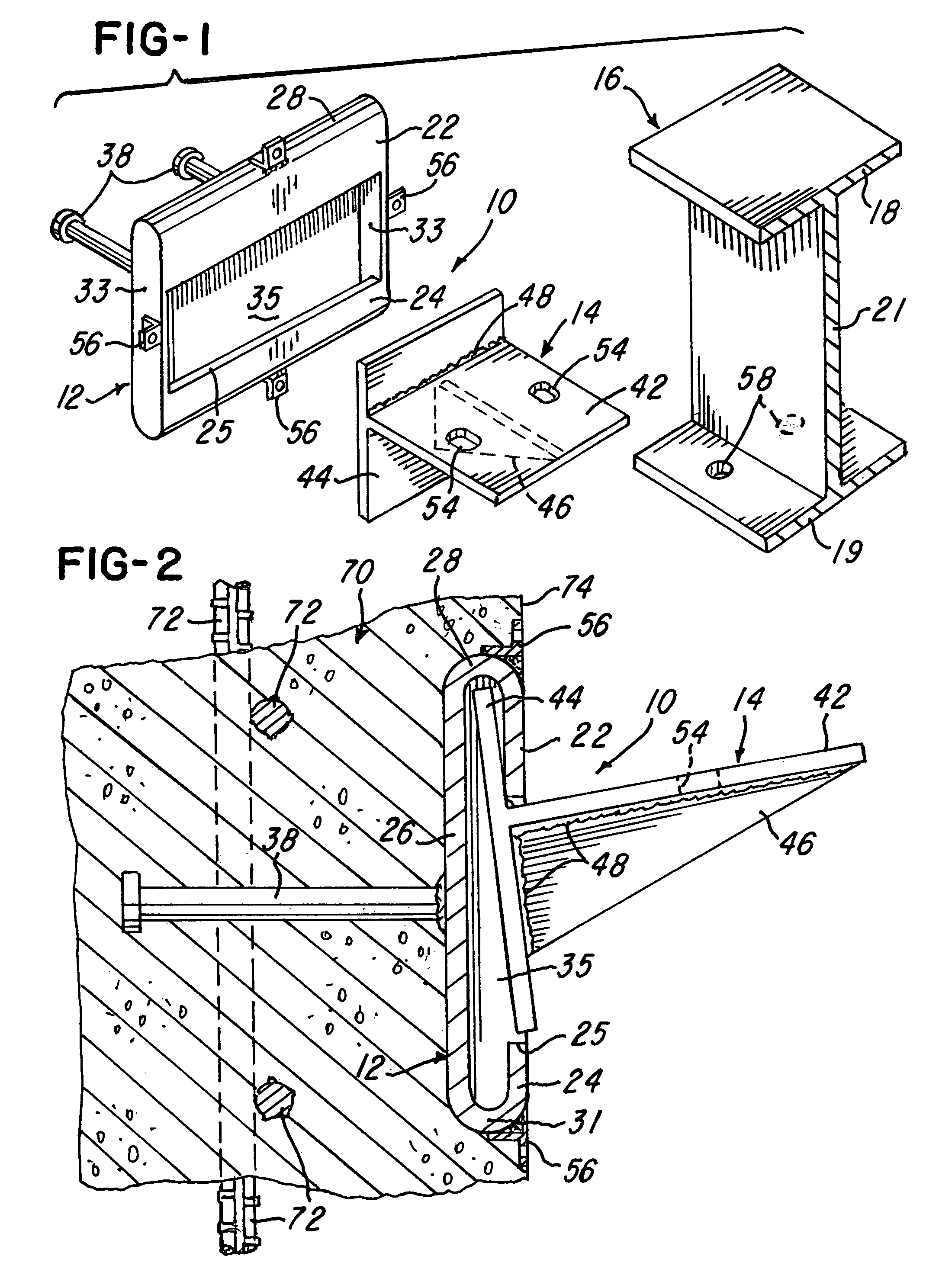 Connector system for securing an end portion of a steel structural member to a vertical cast concrete member