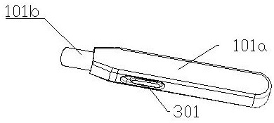 Pharyngeal swab specimen collection device with illumination and anti-infection functions