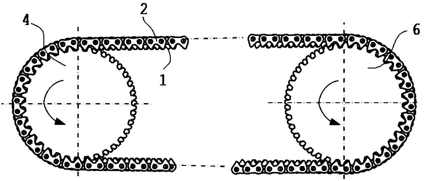 Asymmetrical tooth profile chain two-phase transmission system