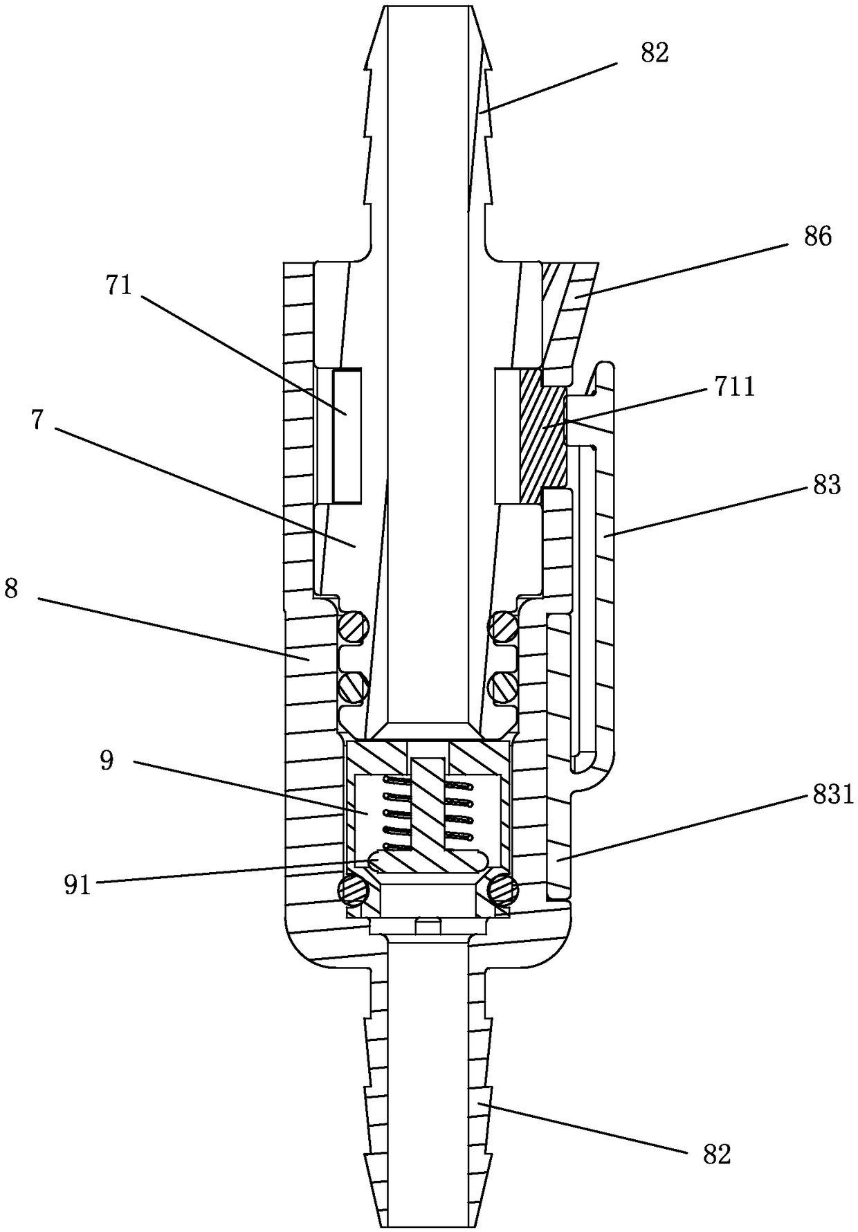 Quick connector of pull-out faucet and quick-connection pull-out faucet structure