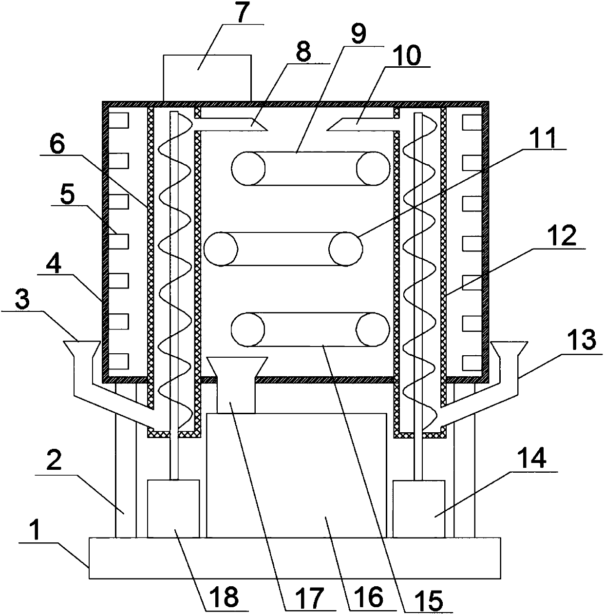 Continuous drying equipment for cherry tree seeds