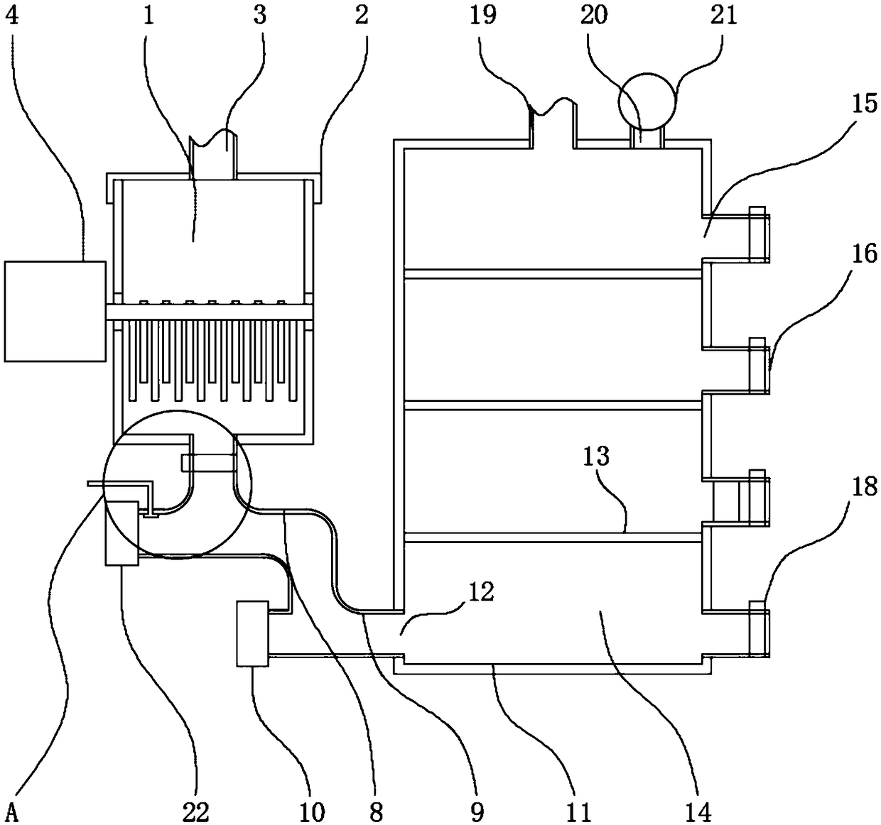 Sorting device for facilitating rough division of feathers in feather production