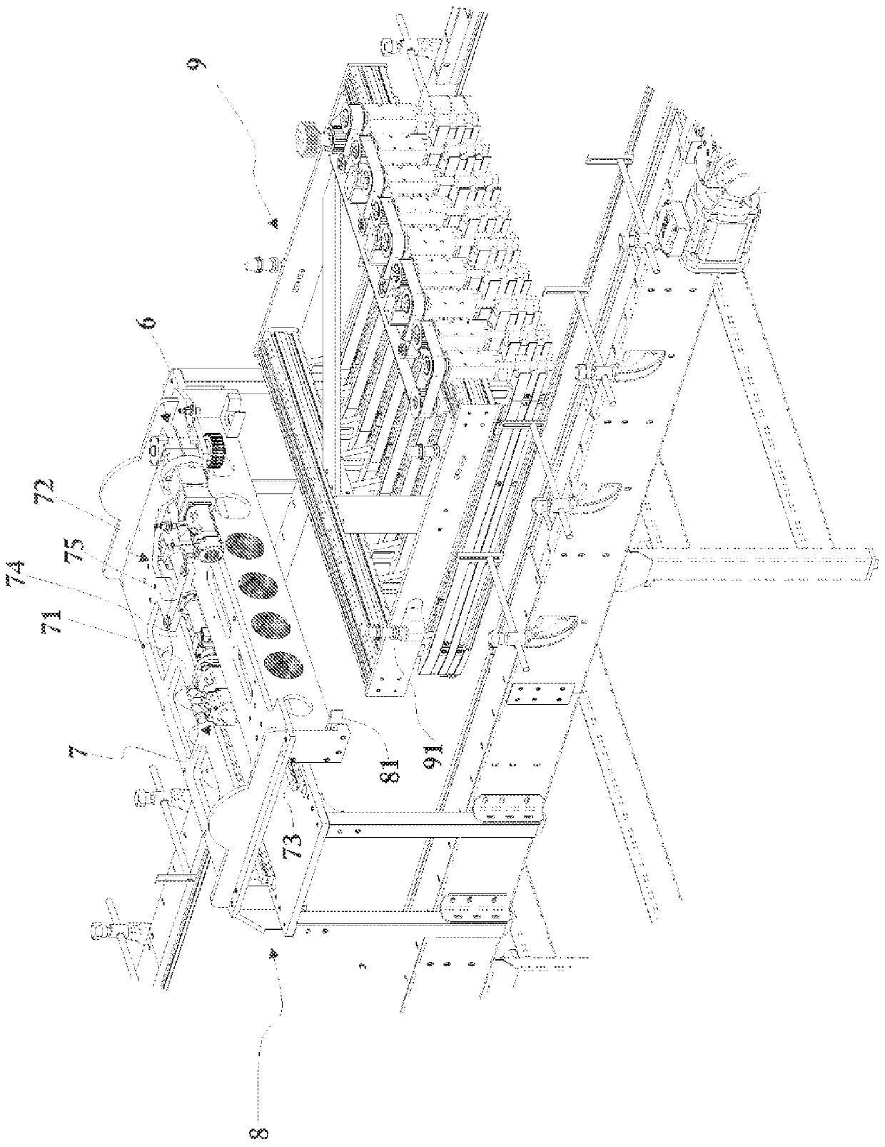 Forming device for forming layer of containers arranged as quincunx