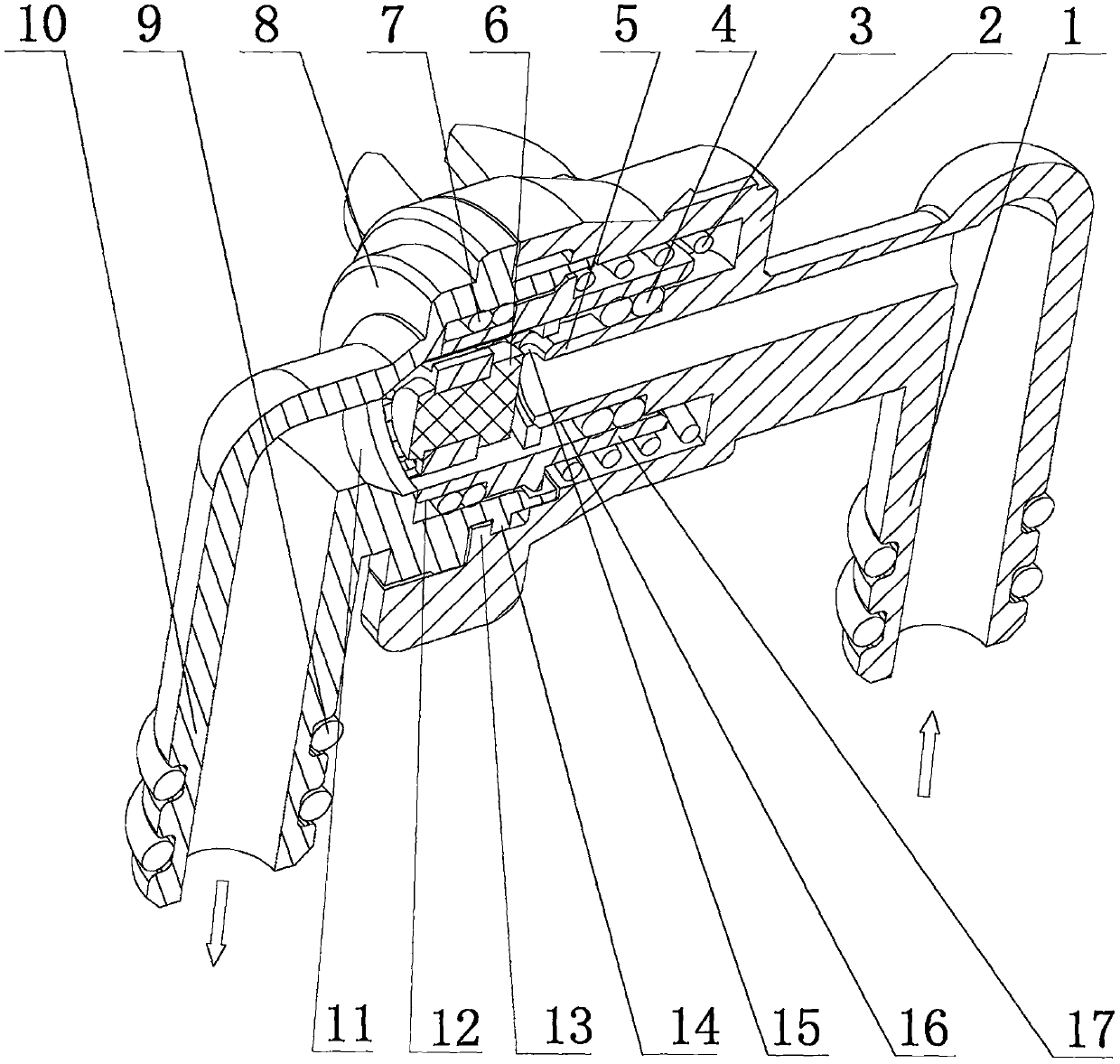 Spiral buckle type screw-free pressure reducing valve