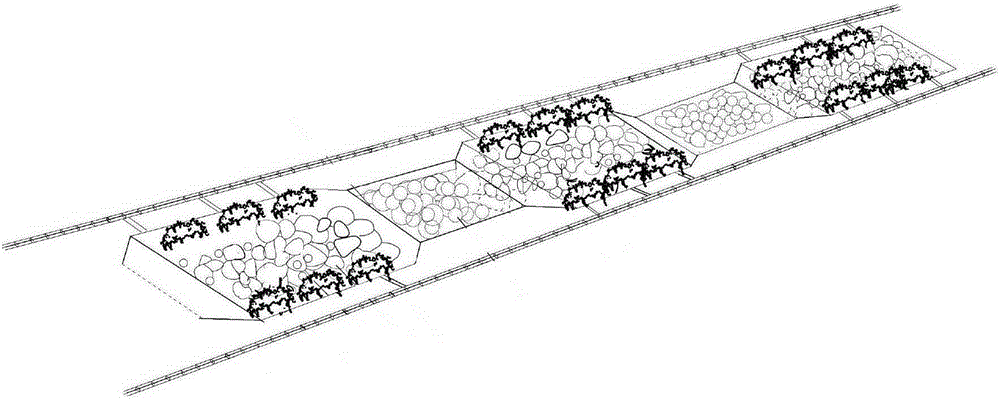 Urban sinking gallery type landscape wetland